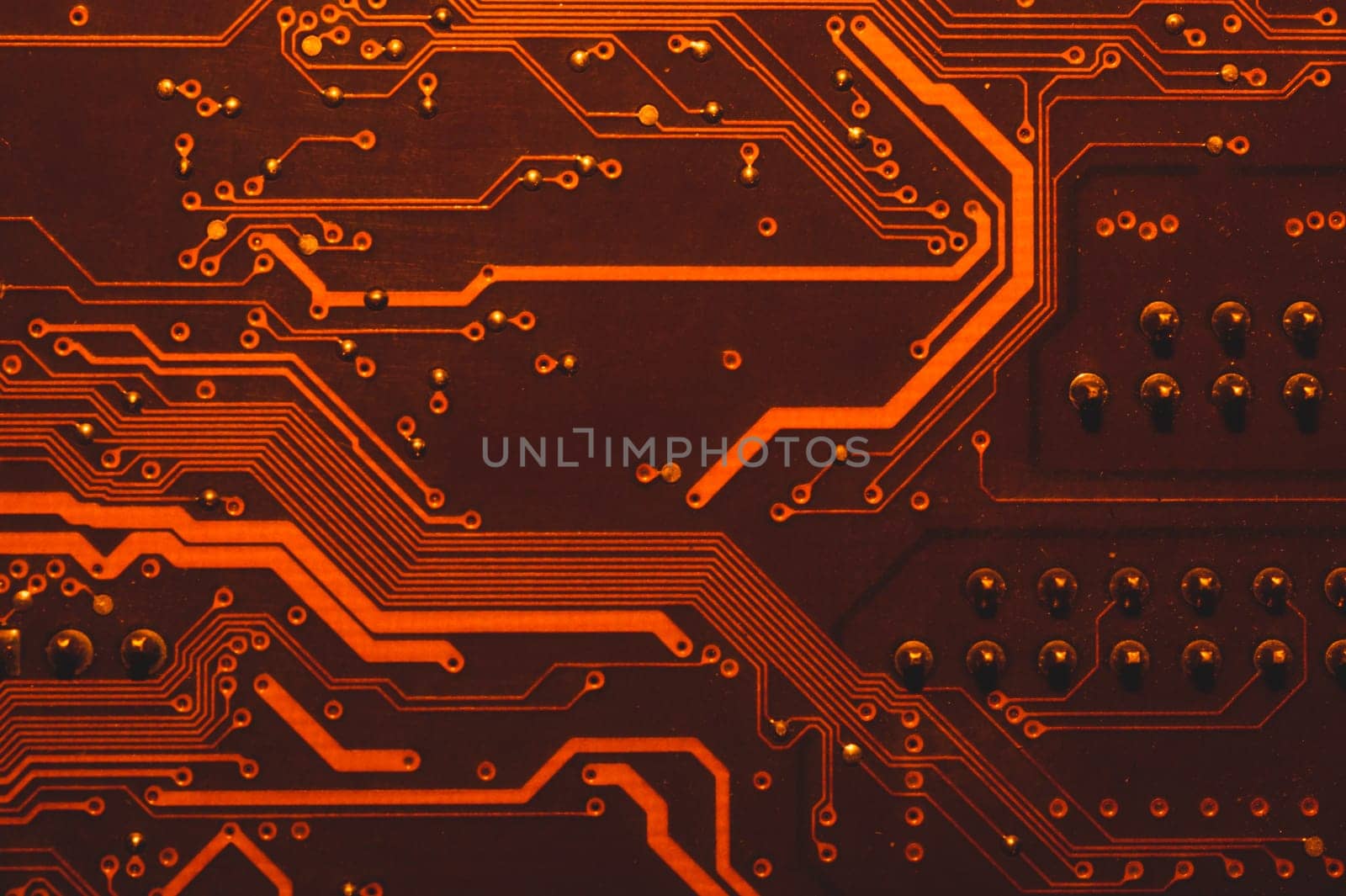 Electronic circuit board abstract background. computer motherboard close up. modern technologies. micro elements of computer with connections and traces. Intelligent technology