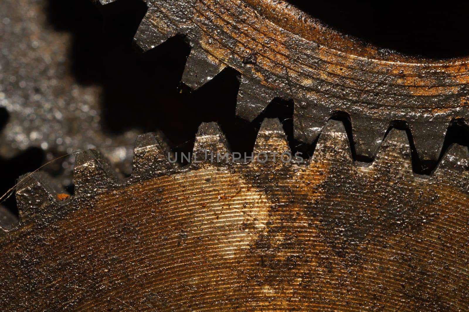 Gears of industrial machine. detail of mechanism. old cogwheels. mechanical parts of machinery