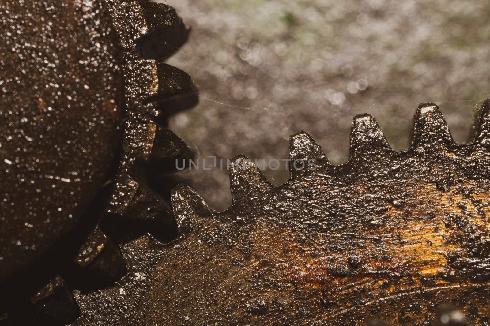 Gears of industrial machine. detail of mechanism. old cogwheels. mechanical parts of machinery