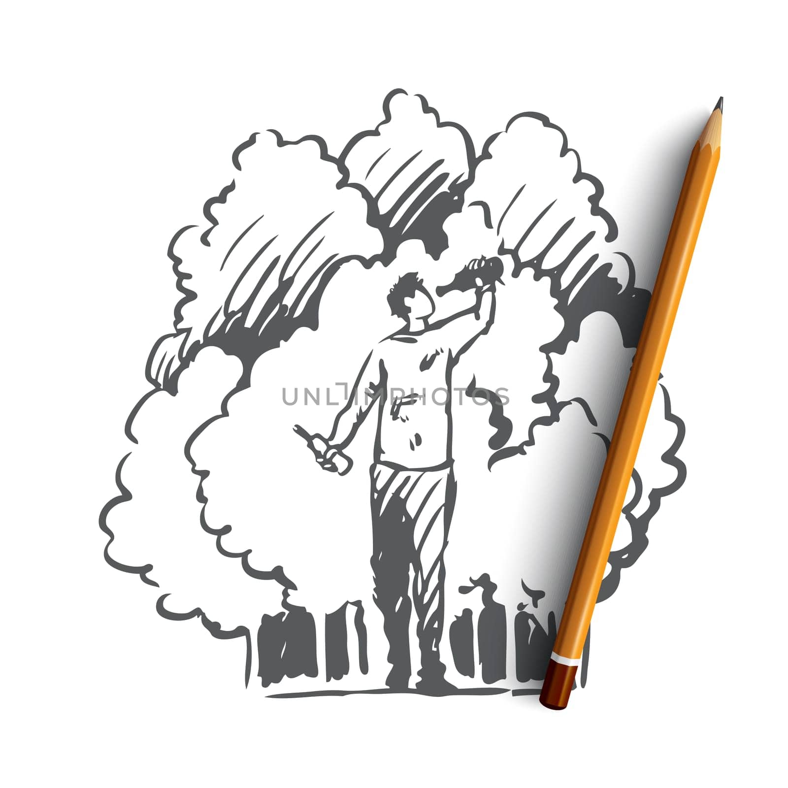Alcoholism, man, drunk, bottle, alcoholic concept. Hand drawn drunk man with bottle walking in park concept sketch. Isolated vector illustration.