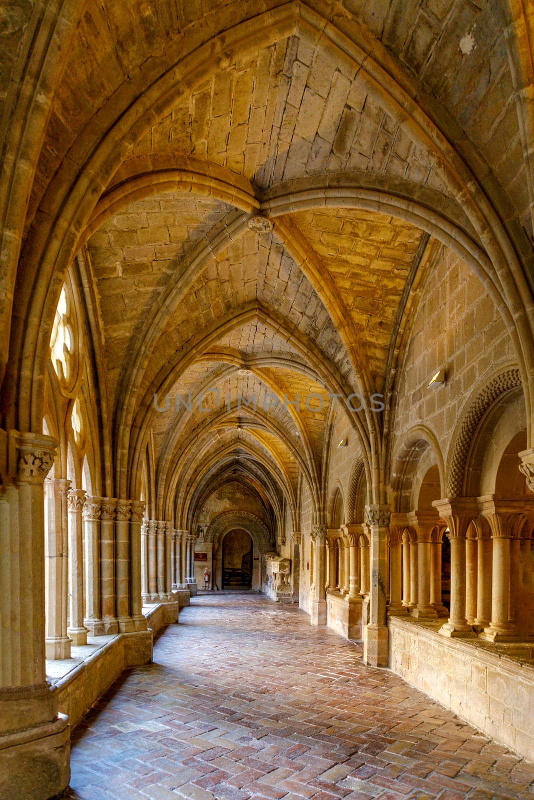 Aragon, Spain - October 7, 2021: Interior of famous cistercian monastery of Veruela, in Aragon, Spain .
