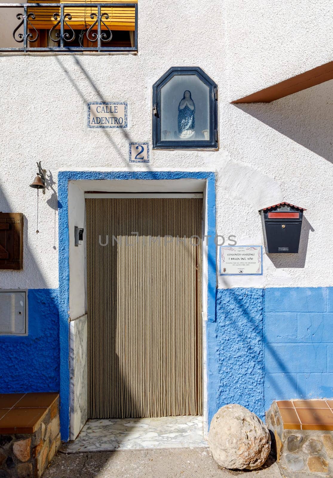 Trasmoz, Spain - October 7, 2021: Decoration and accreditation plaque of the first witch of the year in Trasmoz, the only municipality in Spain excommunicated by the Catholic Church.