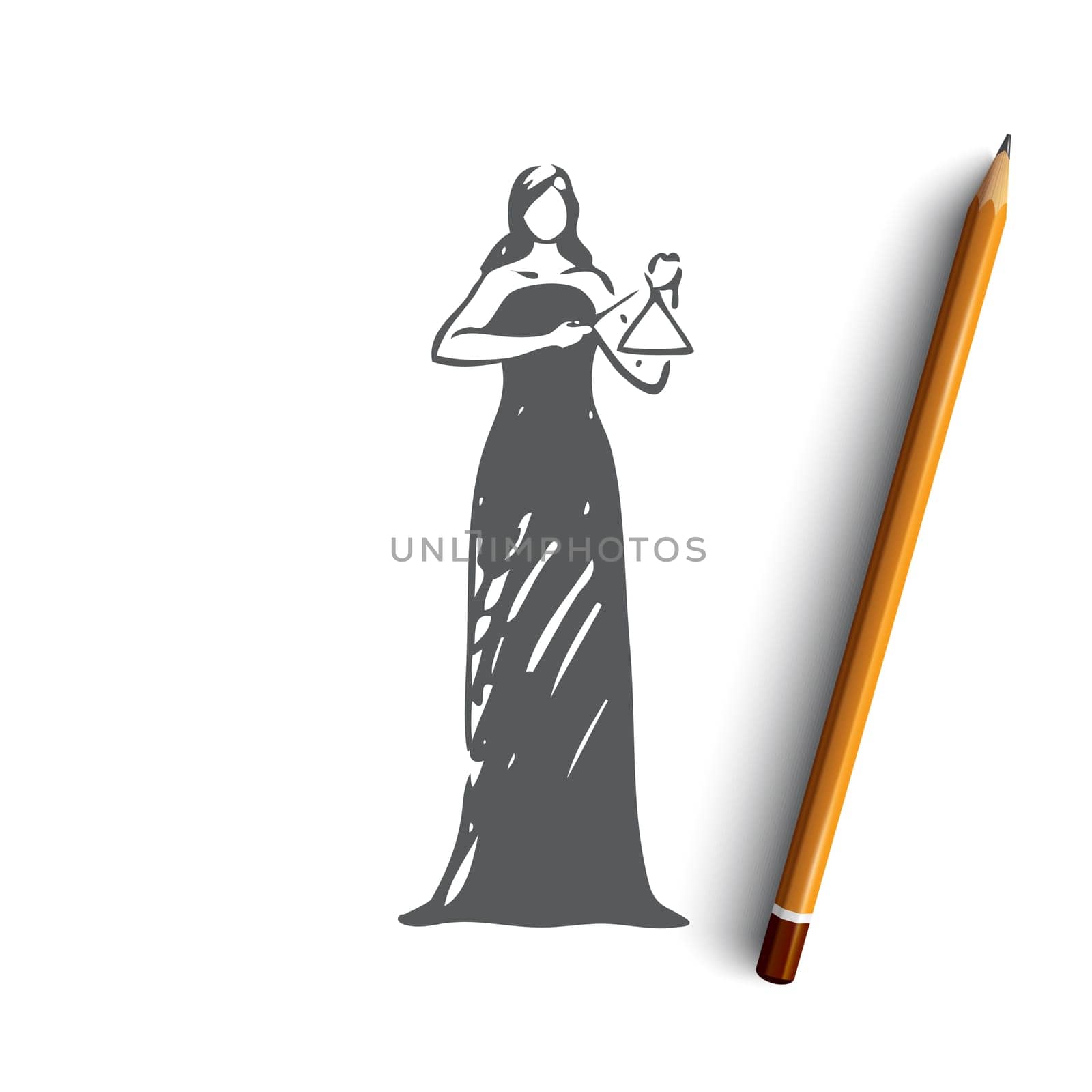 Triangle, classic, music, woman, play concept. Hand drawn woman playing on triangle concept sketch. Isolated vector illustration.