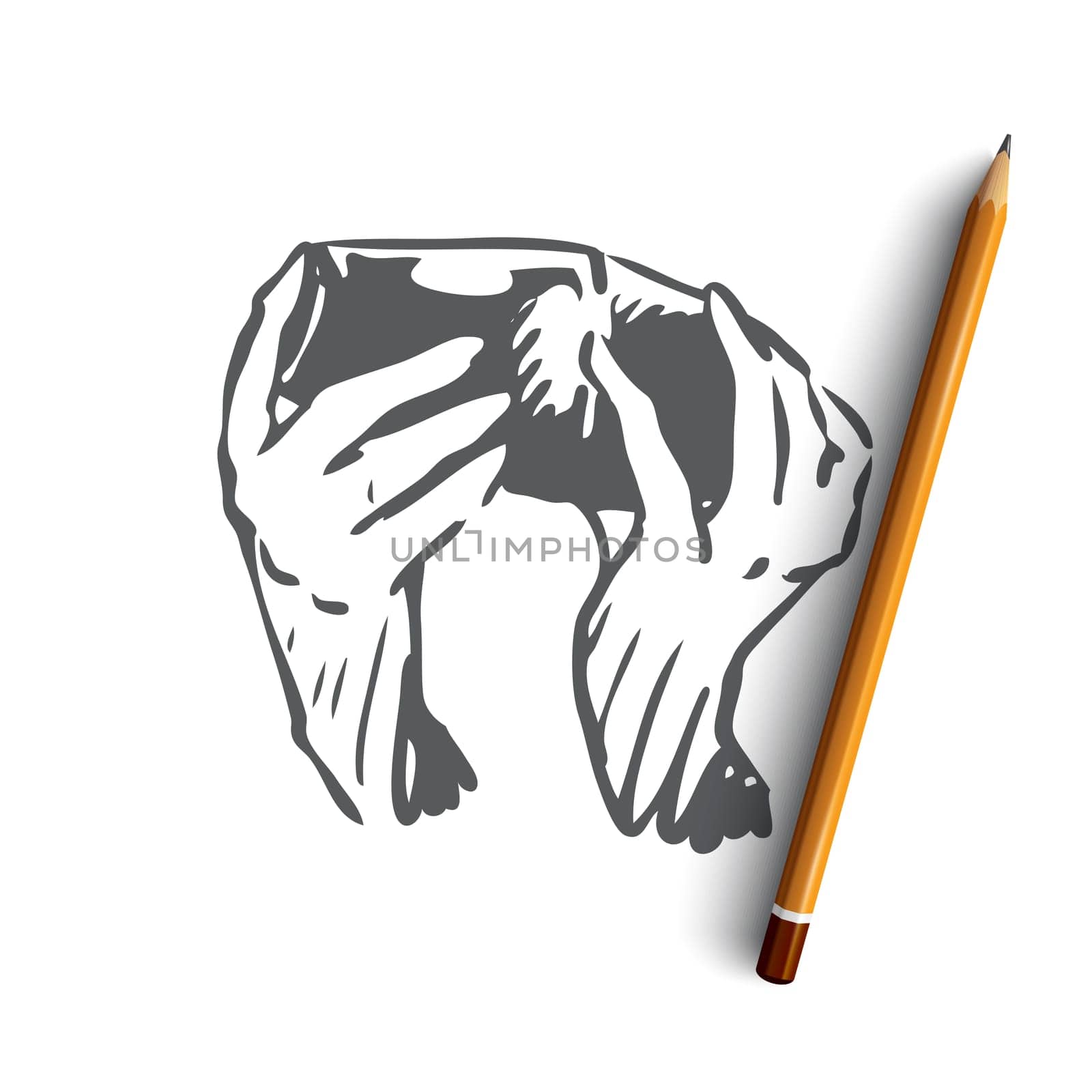 Bartender, cocktail, barman, shaker, glass concept. Hand drawn hands of barman shaking cocktail concept sketch. Isolated vector illustration.