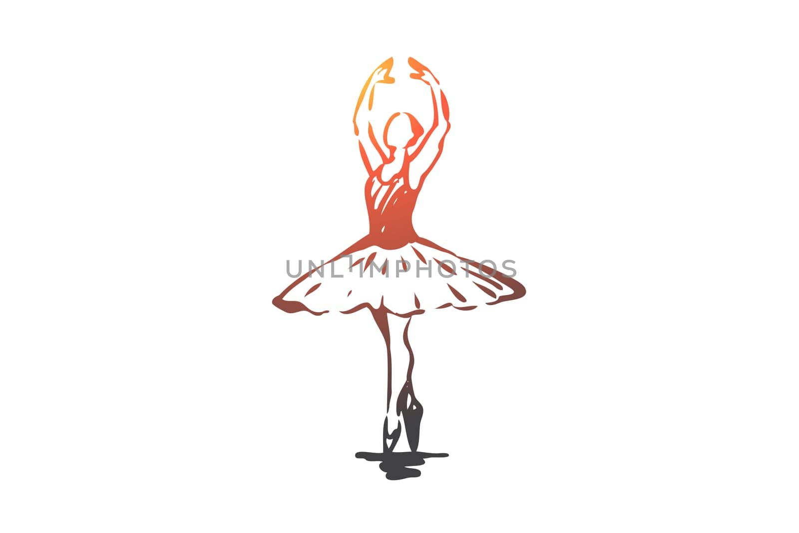 Ballerina, girl, dance, woman, art concept. Hand drawn ballerina in dance pose concept sketch. Isolated vector illustration.