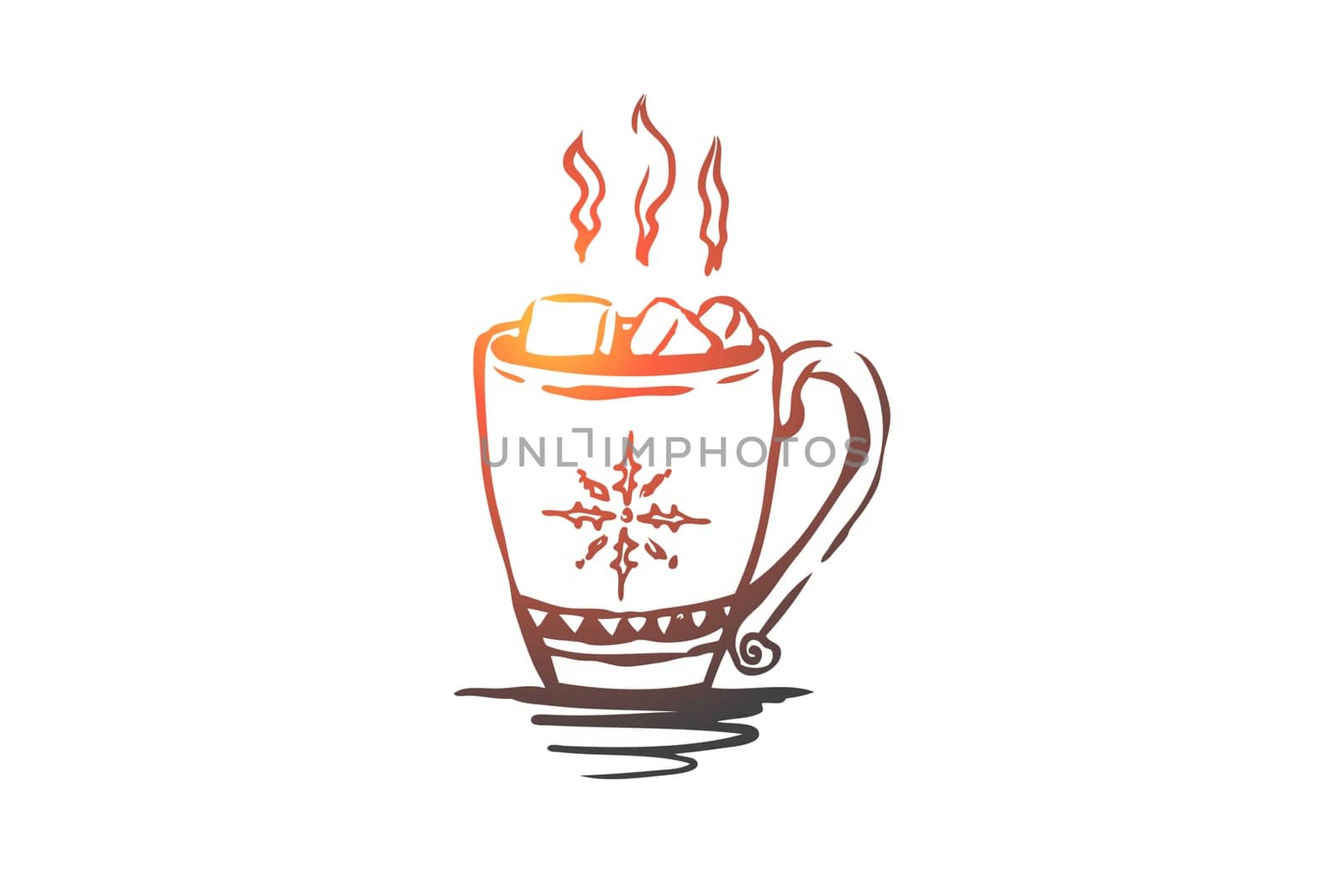 New year, cup, holiday, mug, drink concept. Hand drawn mug with hot drink concept sketch. Isolated vector illustration.