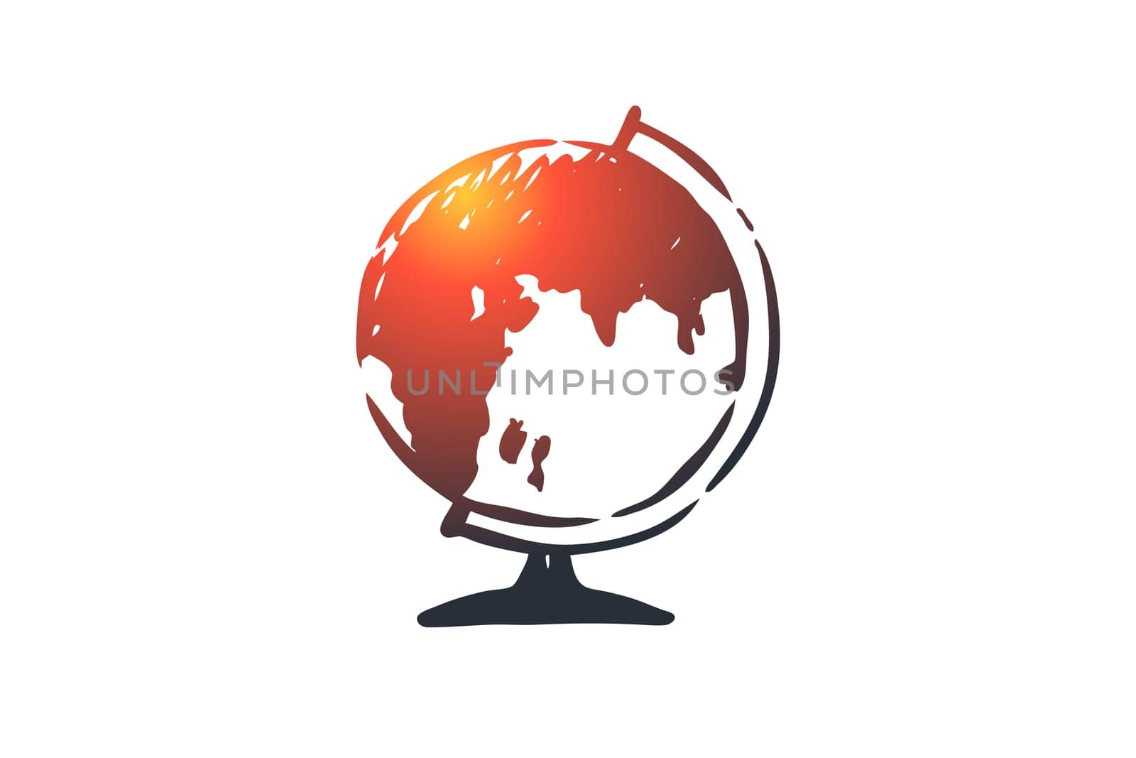 Geography, map, earth, planet, sphere concept. Hand drawn Earth globe for school education concept sketch. Isolated vector illustration.