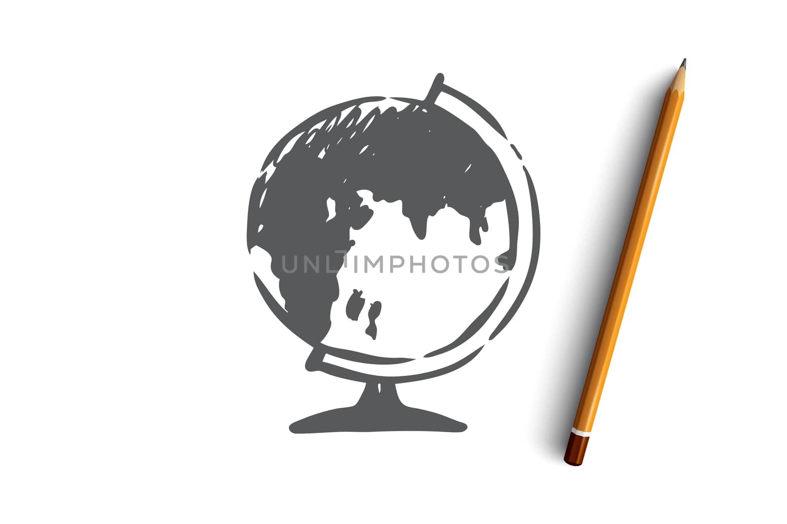 Geography, map, earth, planet, sphere concept. Hand drawn Earth globe for school education concept sketch. Isolated vector illustration.