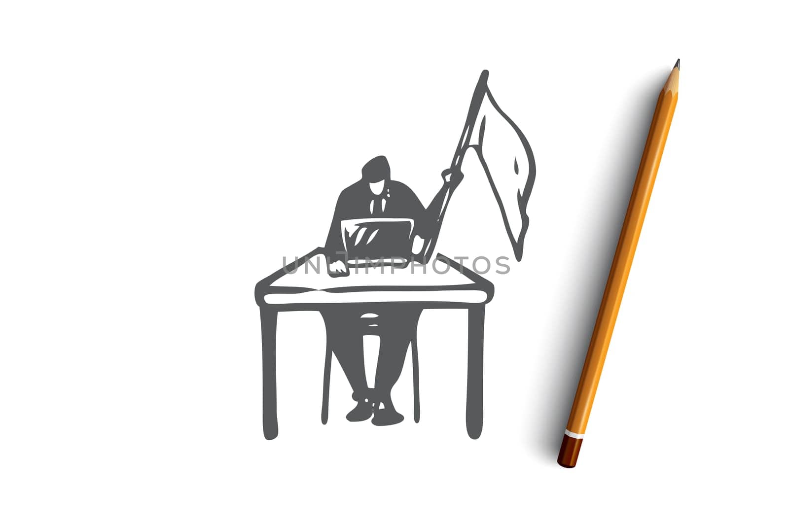 Give up, sad, lose, tired, surrender concept. Hand drawn sad person gave up concept sketch. Isolated vector illustration.