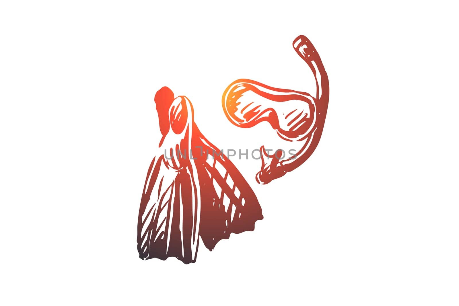Flippers, snorkeling, mask, underwater, scuba concept. Hand drawn equipment for diving concept sketch. Isolated vector illustration.
