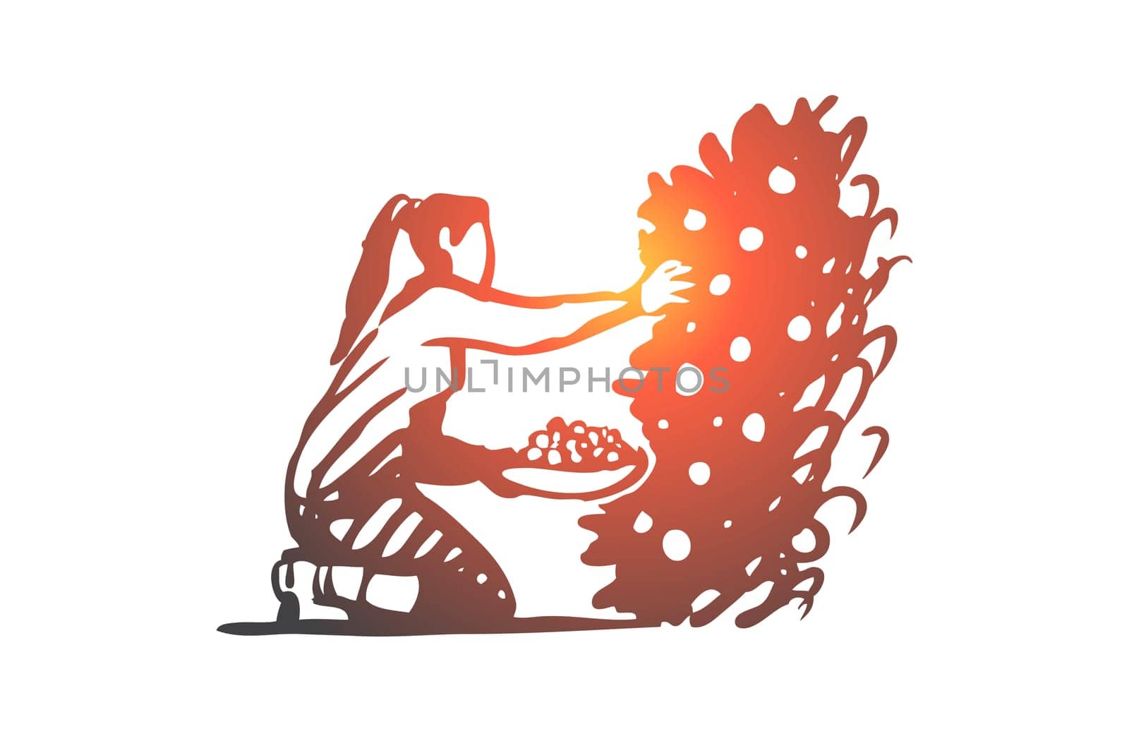 Harvesting, woman, agriculture, farm, food concept. Hand drawn woman harvesting concept sketch. Isolated vector illustration.