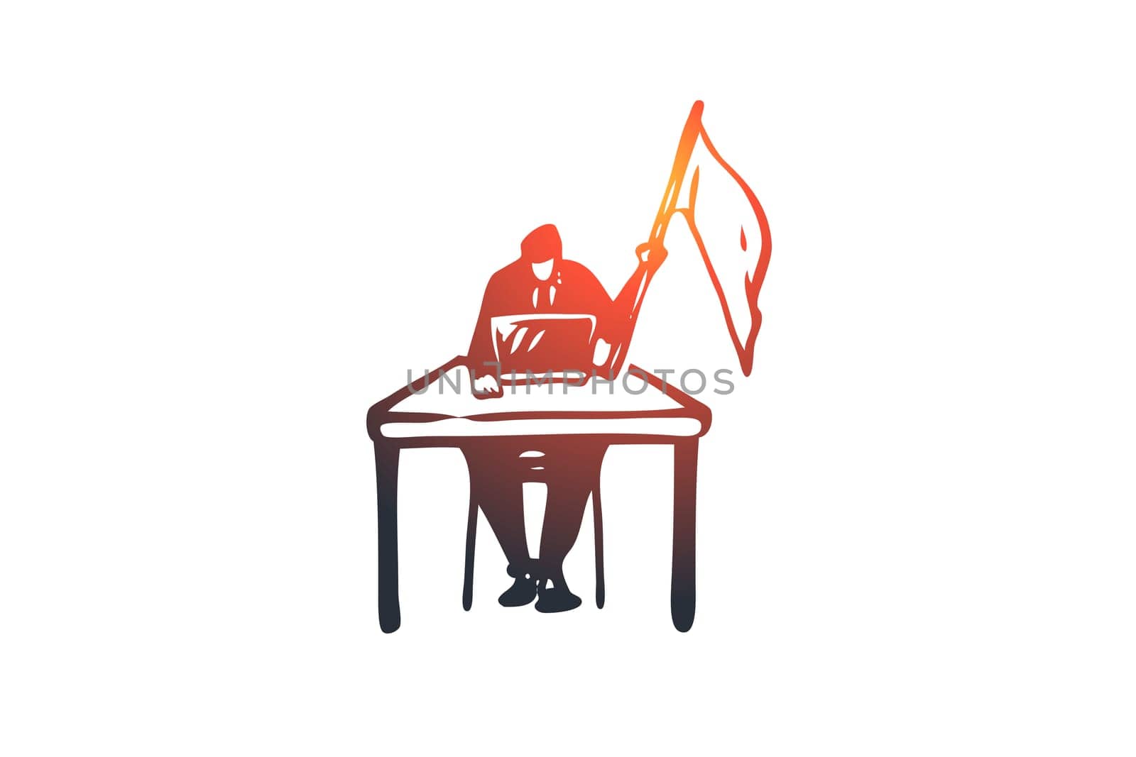 Give up, sad, lose, tired, surrender concept. Hand drawn sad person gave up concept sketch. Isolated vector illustration.