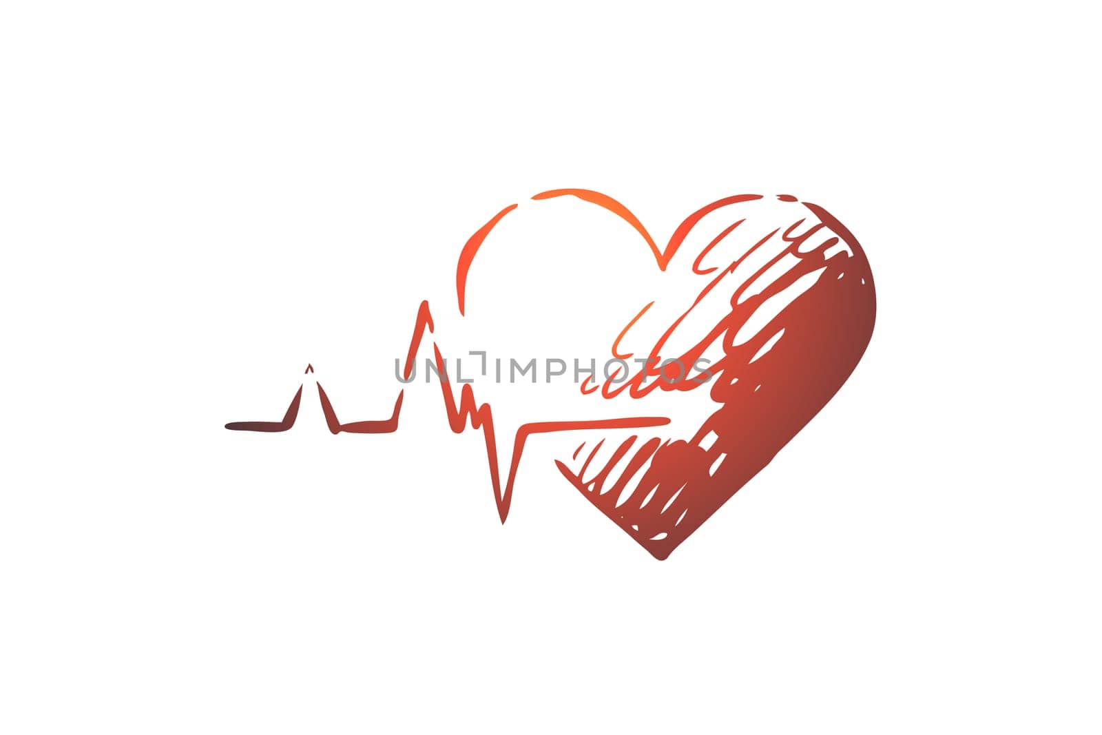 Health, heart, care, heartbeat, cardiogram concept. Hand drawn heart as symbol of health care concept sketch. Isolated vector illustration.