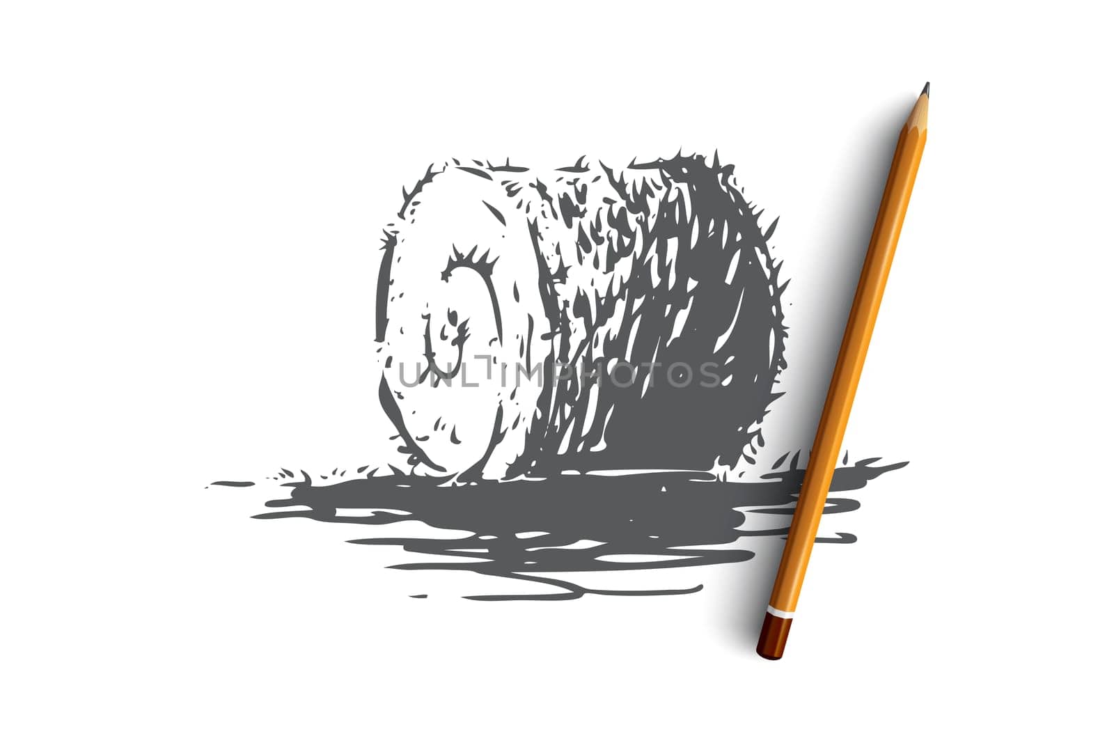 Harvest, autumn, farm, wheat, agriculture concept. Hand drawn stack of hay in the field concept sketch. Isolated vector illustration.
