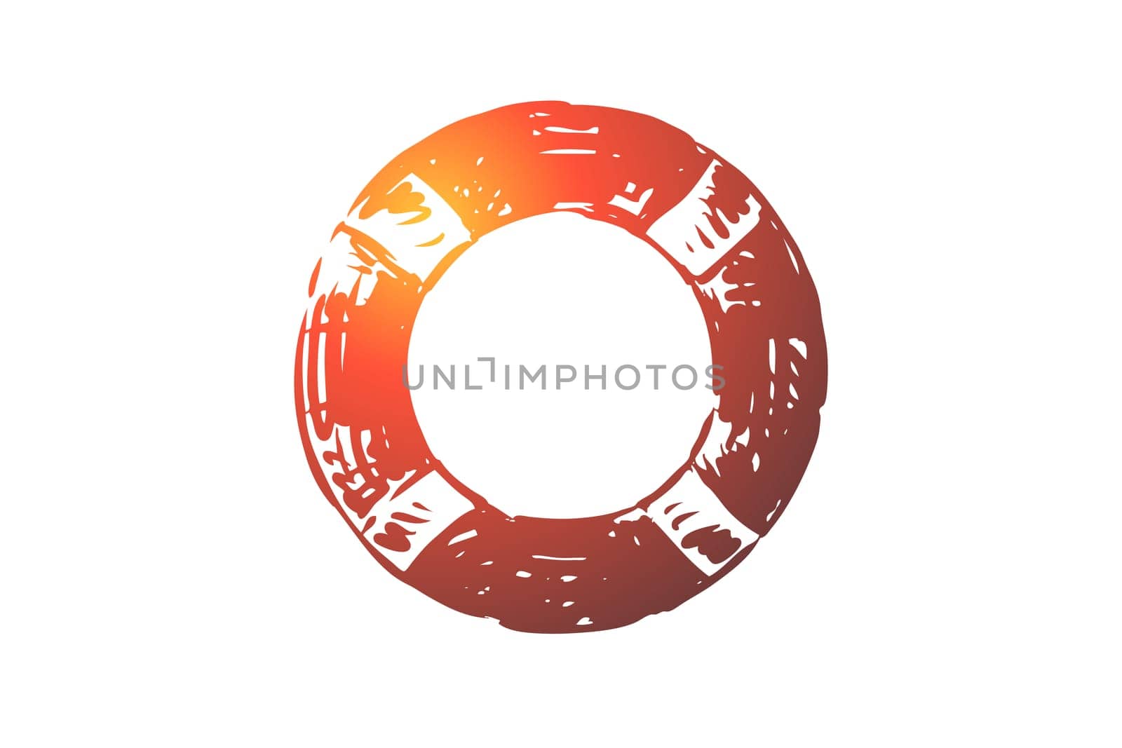Lifebuoy, emergency, help, lifesaver, rescue concept. Hand drawn lifebuoy as symbol of life protection concept sketch. Isolated vector illustration.