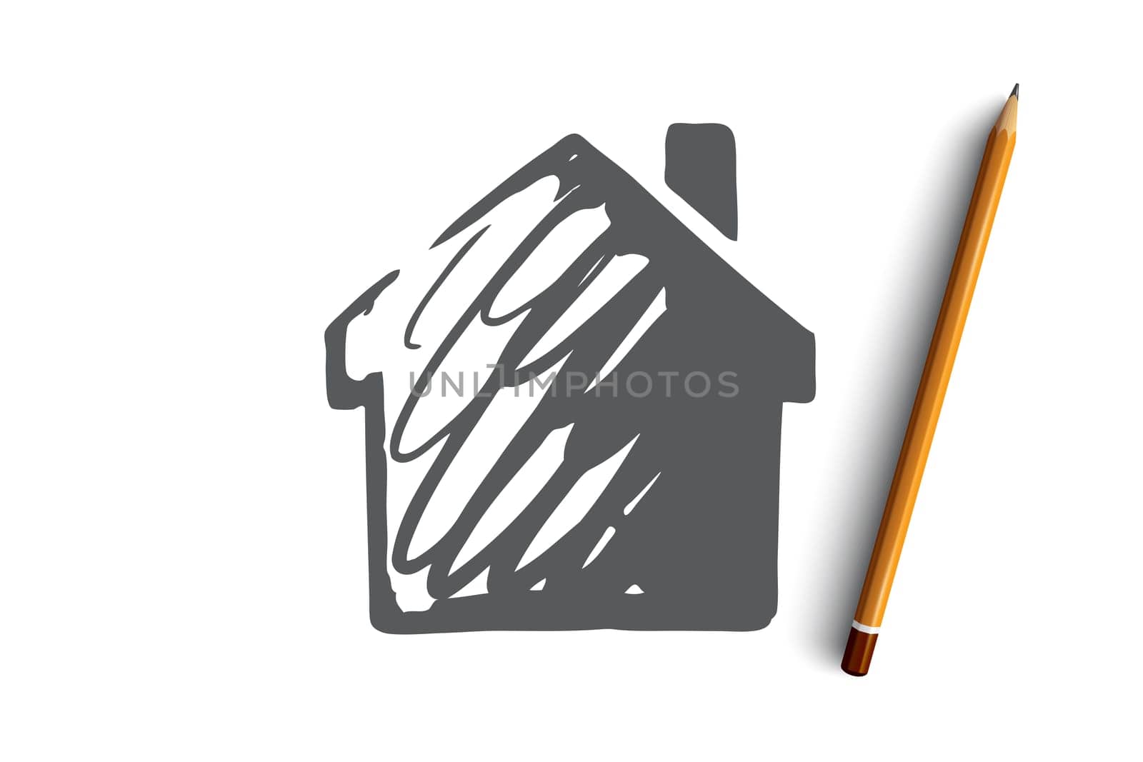House, building, real estate, architecture concept. Hand drawn house for family living concept sketch. Isolated vector illustration.