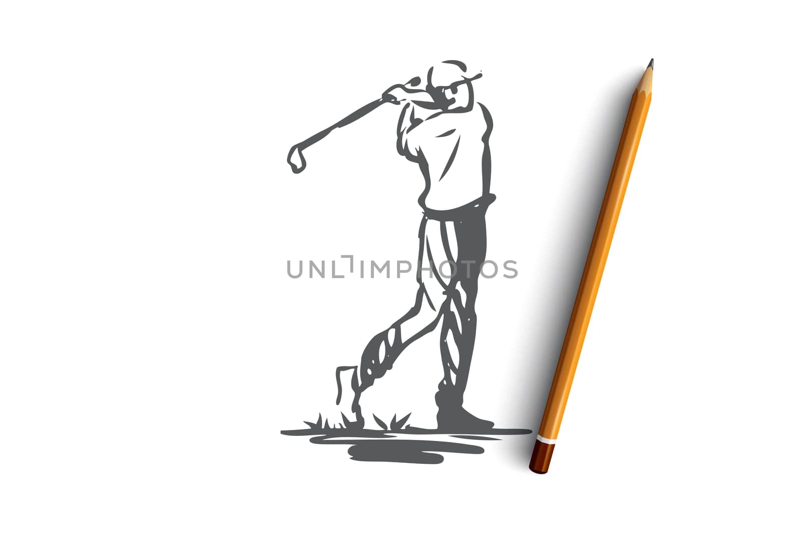 Golf, tournament, game, sport, golfer concept. Hand drawn player on golf tournament concept sketch. Isolated vector illustration.