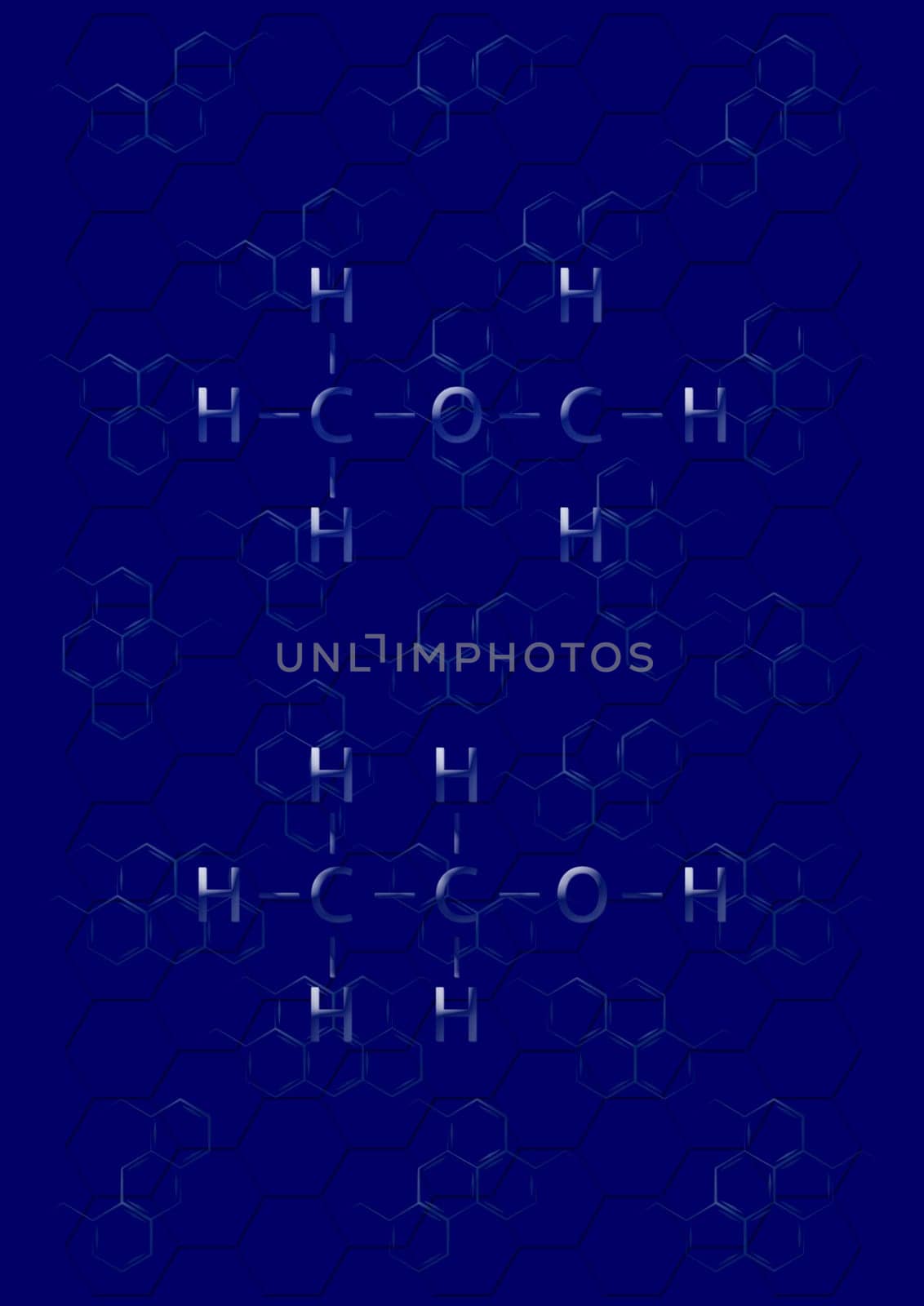 Abstract background with structural chemical formulas of benzene rings