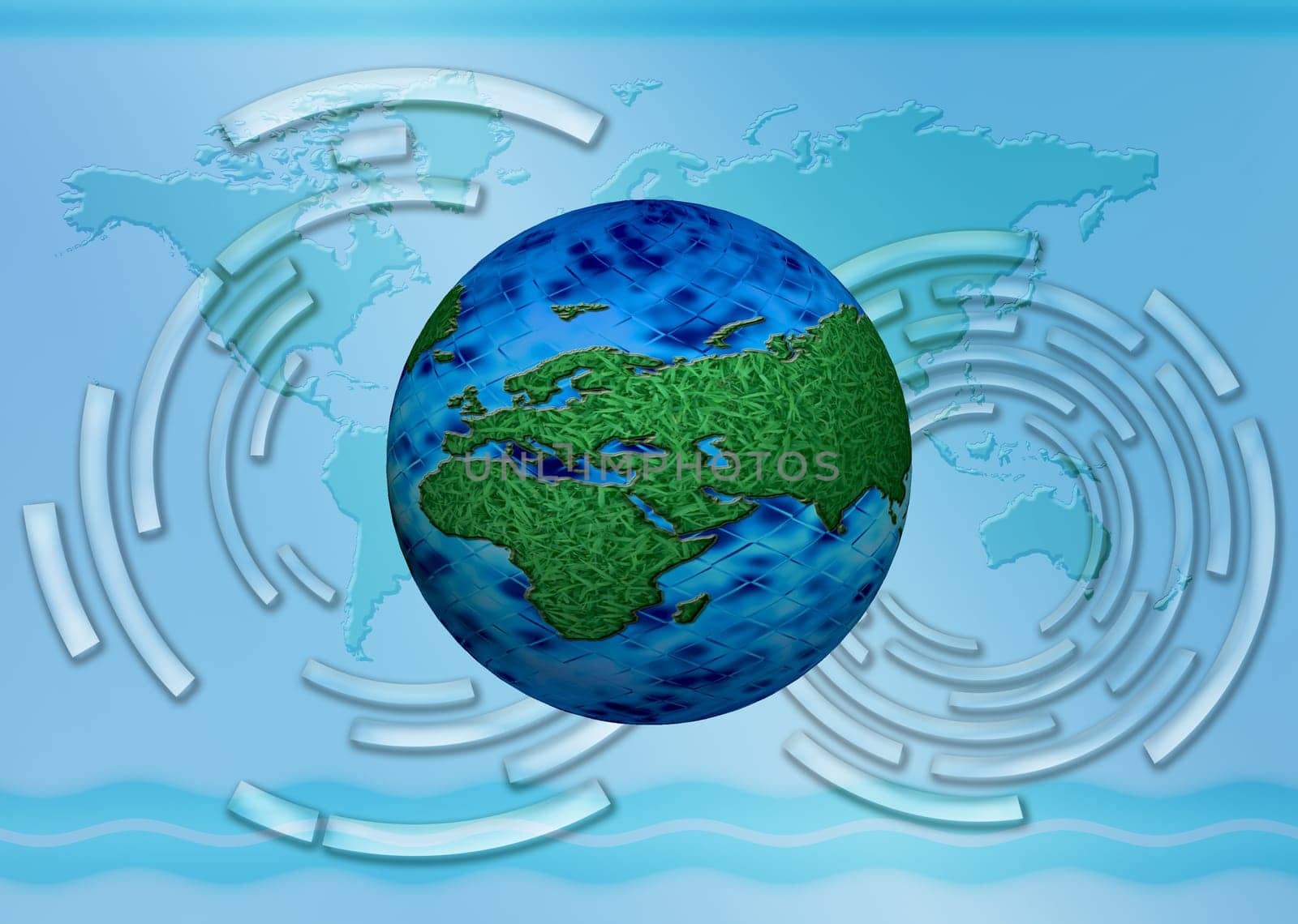 Modern abstract blue tech background whith glob