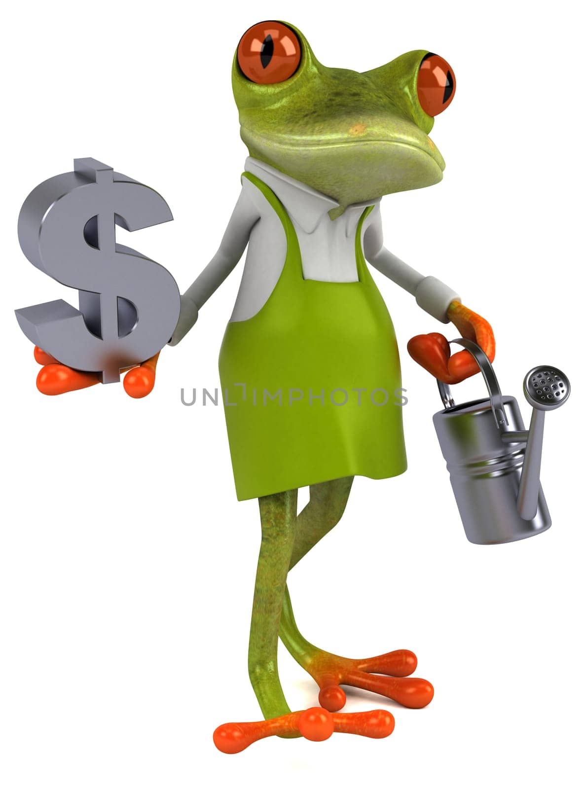 Fun frog gardener - 3D Illustration
