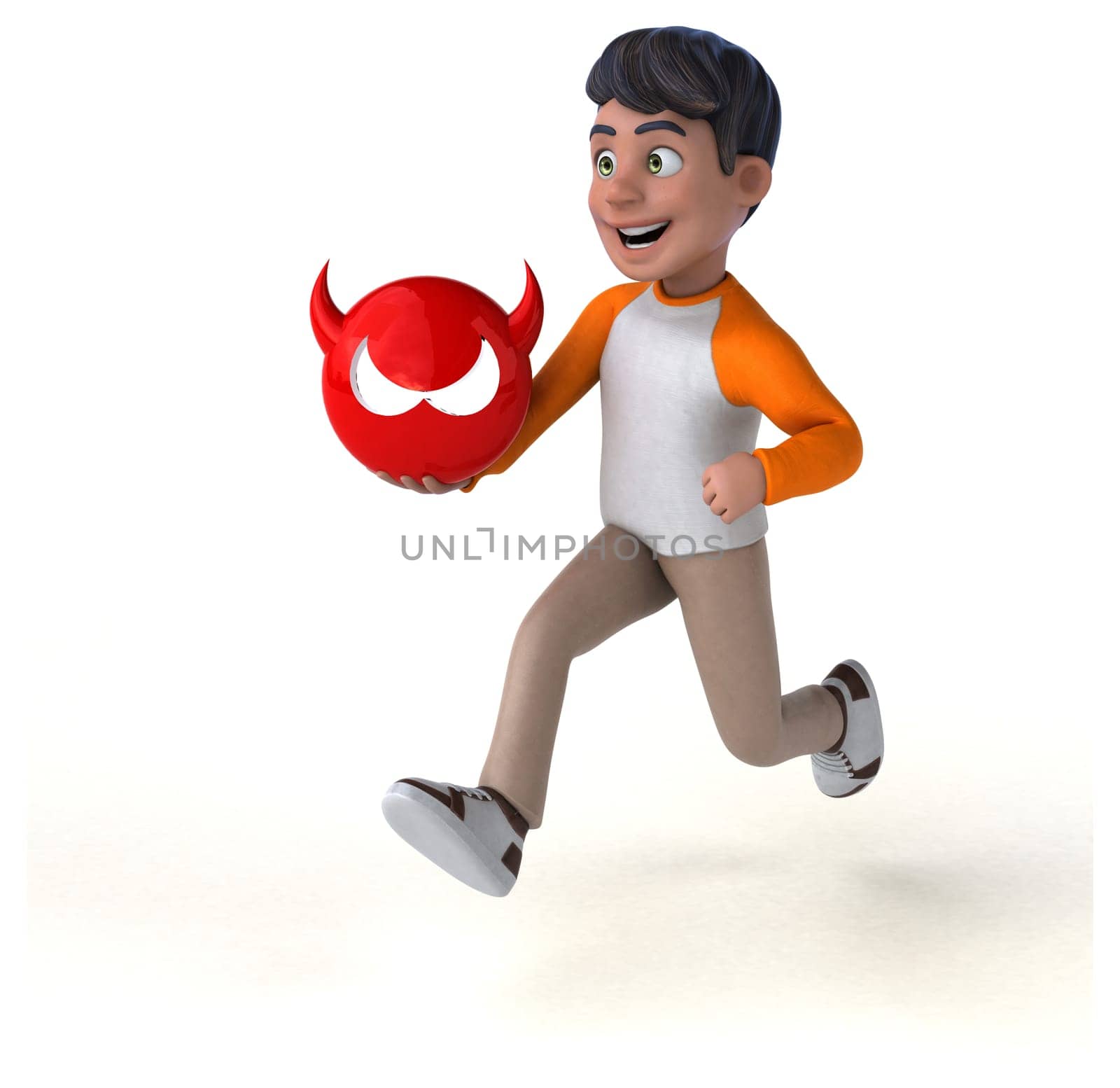 Fun 3D cartoon Asian teenager .