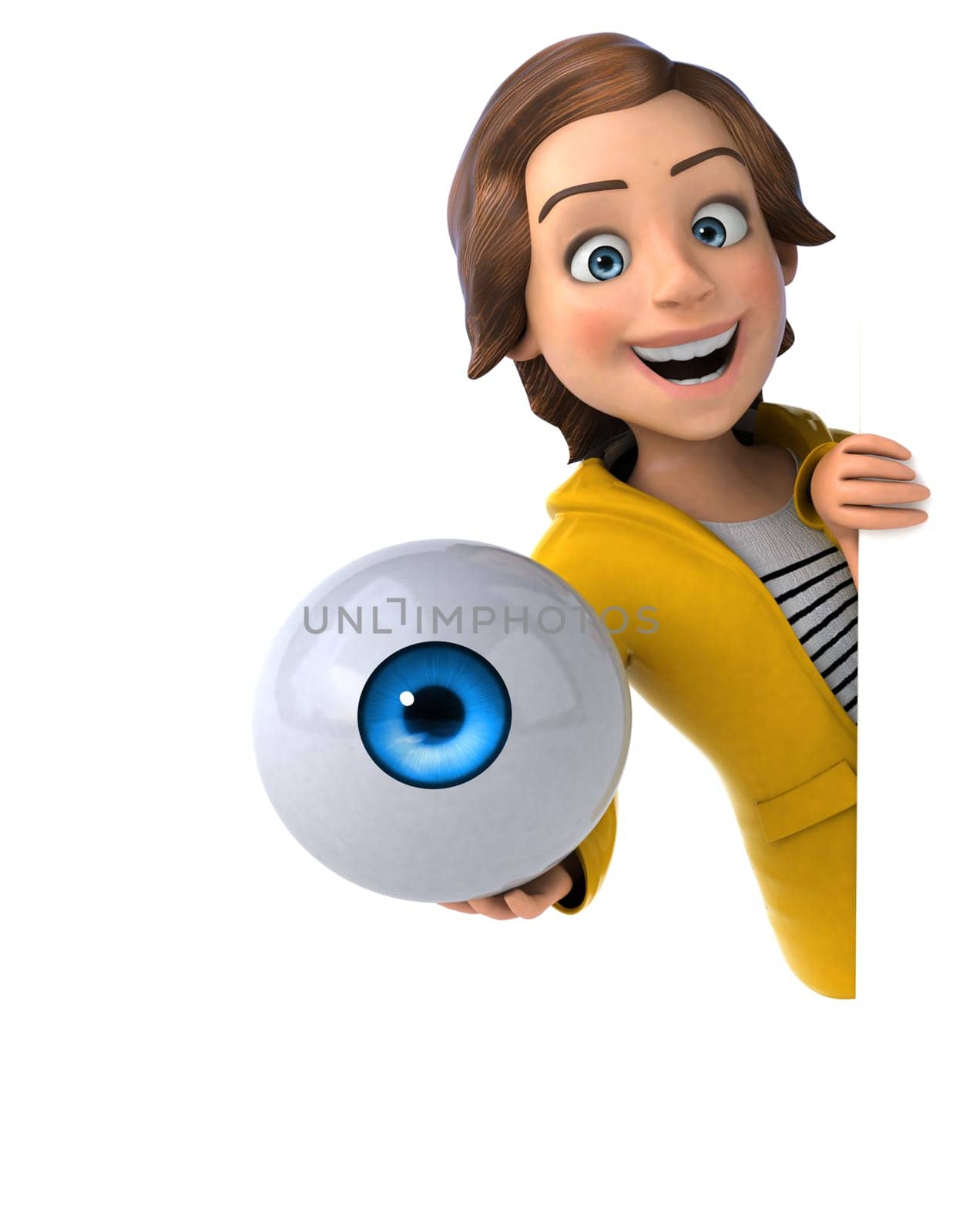 Fun 3D illustration of a cartoon teenage girl