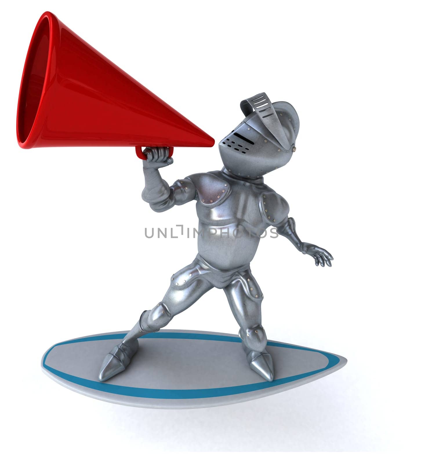 Fun 3D cartoon knight surfing