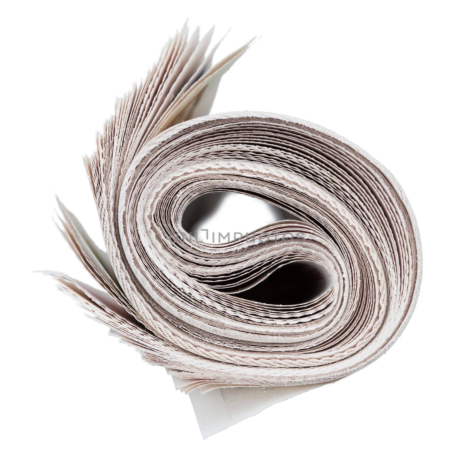 Roll of newspapers. Isolated on white. News and updates concept.