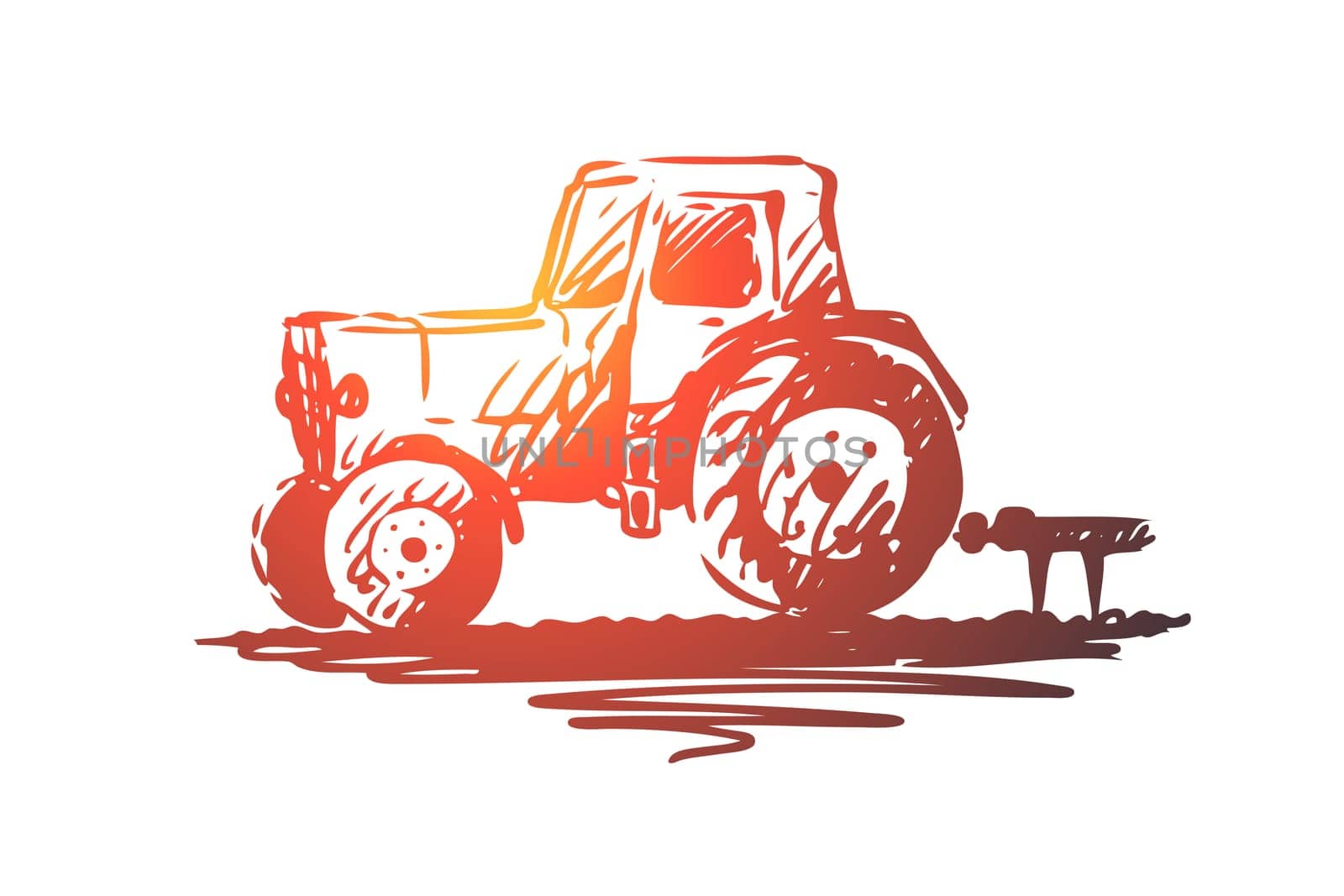 Fertilizer, farming, agriculture, plant, soil concept. Hand drawn fertilizer machine for agriculture concept sketch. Isolated vector illustration.