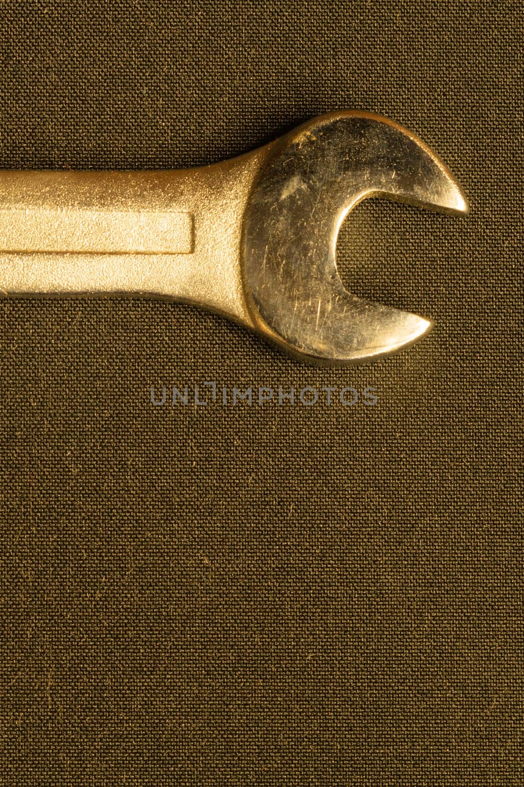 Wrench on a black background with copy space. working tool
