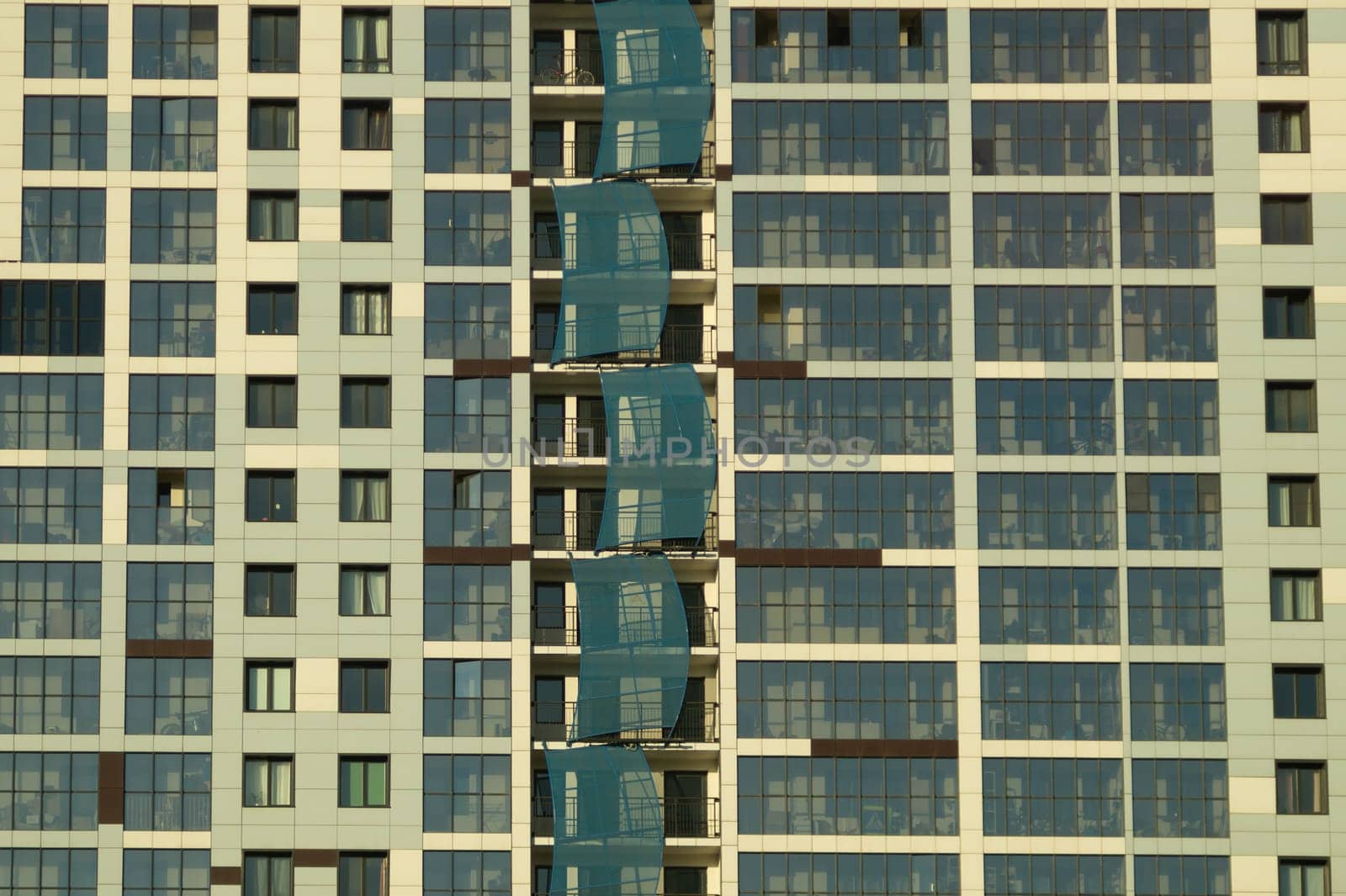 Modern building wall. detail of new constructed colorful building. modern residential construction