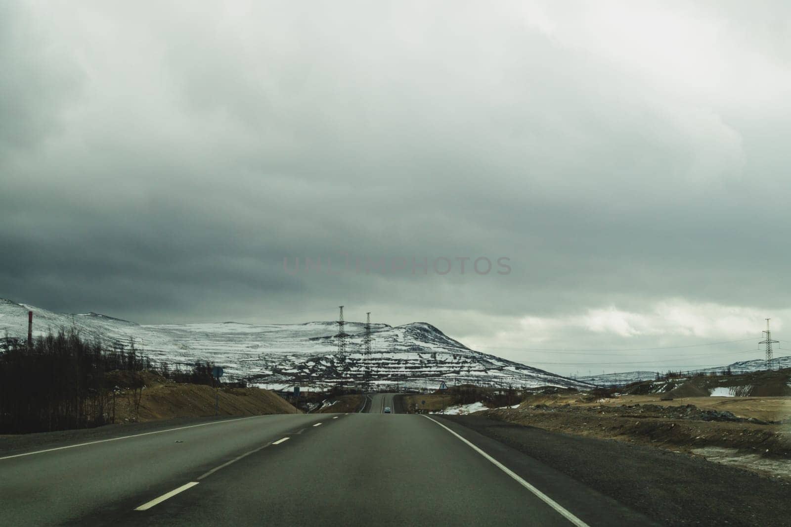 Mountain road. highway in mountains. long distance view