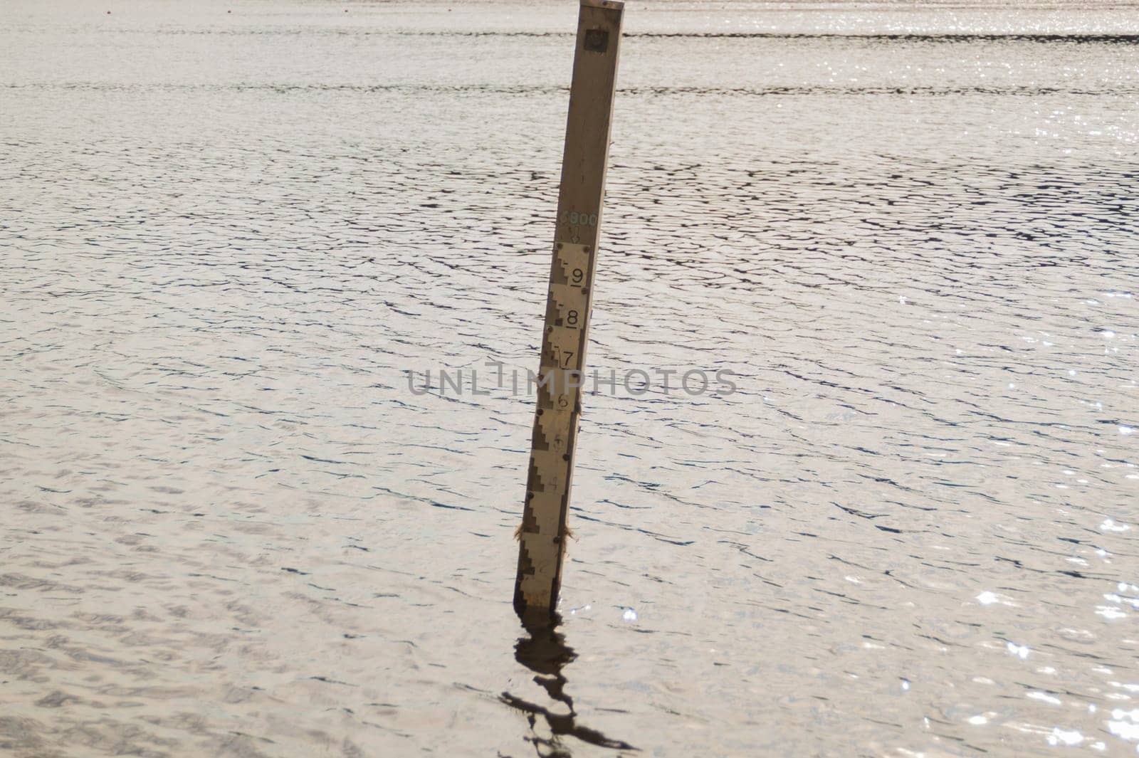 Water depth gauge. measurement level of water. measuring scale