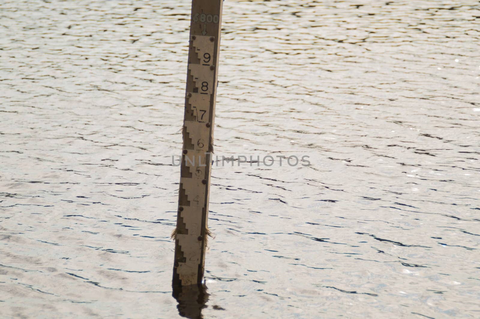 Water depth gauge. measurement level of water. measuring scale