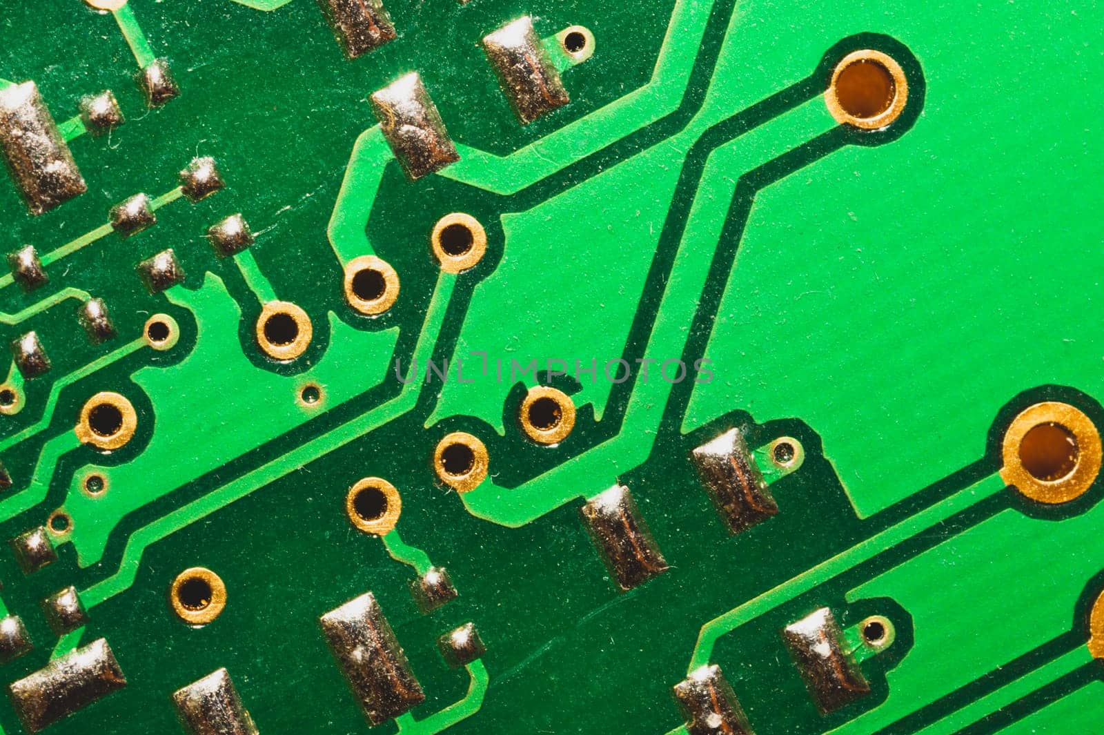 Electronic circuit board abstract background. computer motherboard close up. modern technologies. micro elements of computer with connections and traces. Intelligent technology