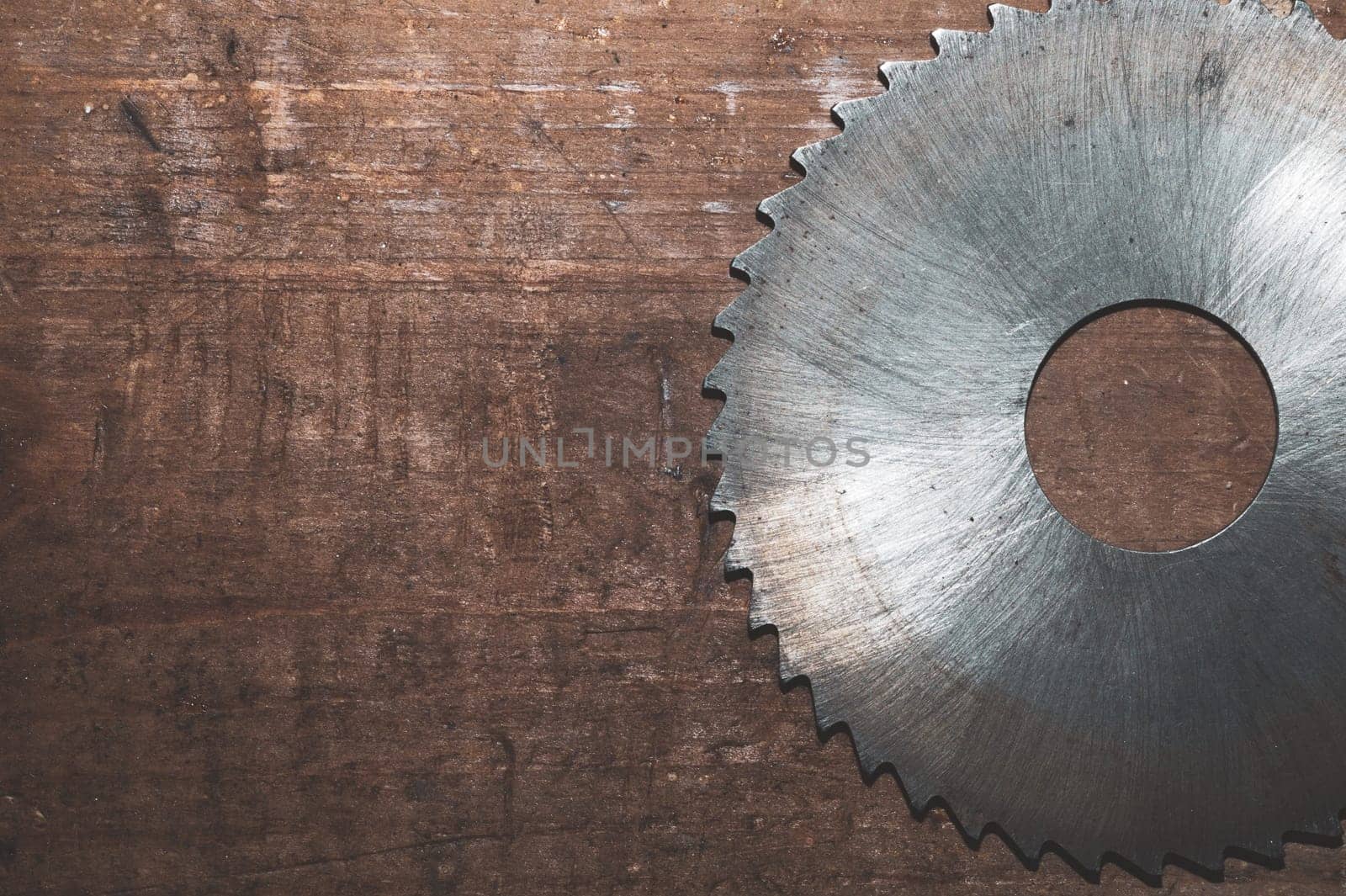Circular saw blade. carpentry tools. industrial background. equipment for sawmill and sawing wooden products