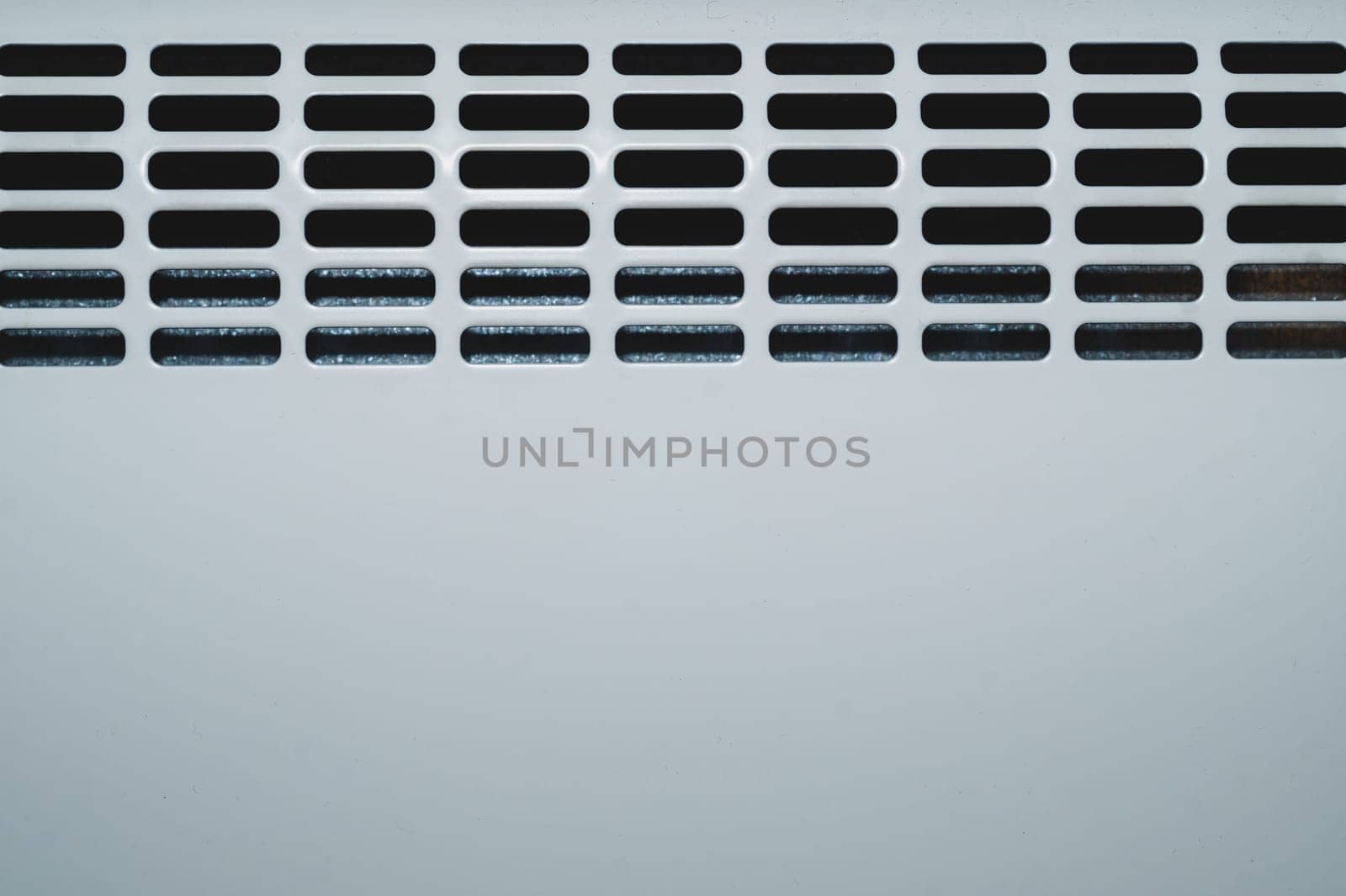 Detail of radiator grill. panel of heating system close up
