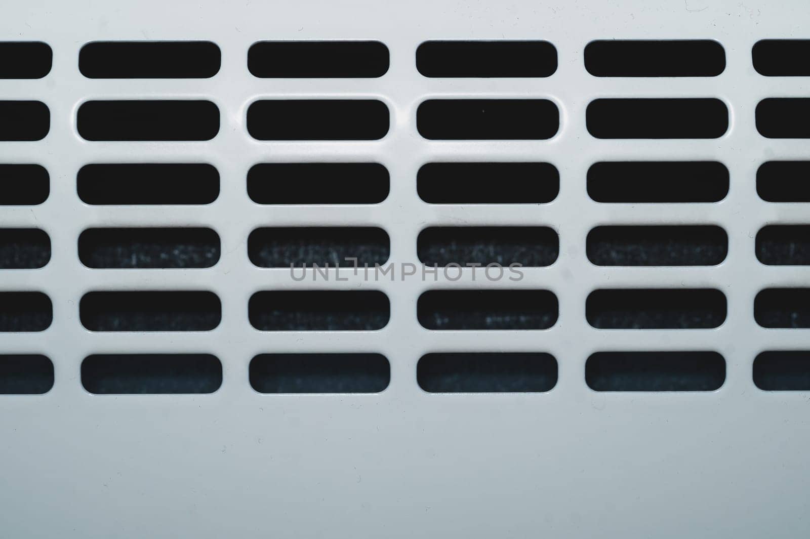 Detail of radiator grill. panel of heating system close up