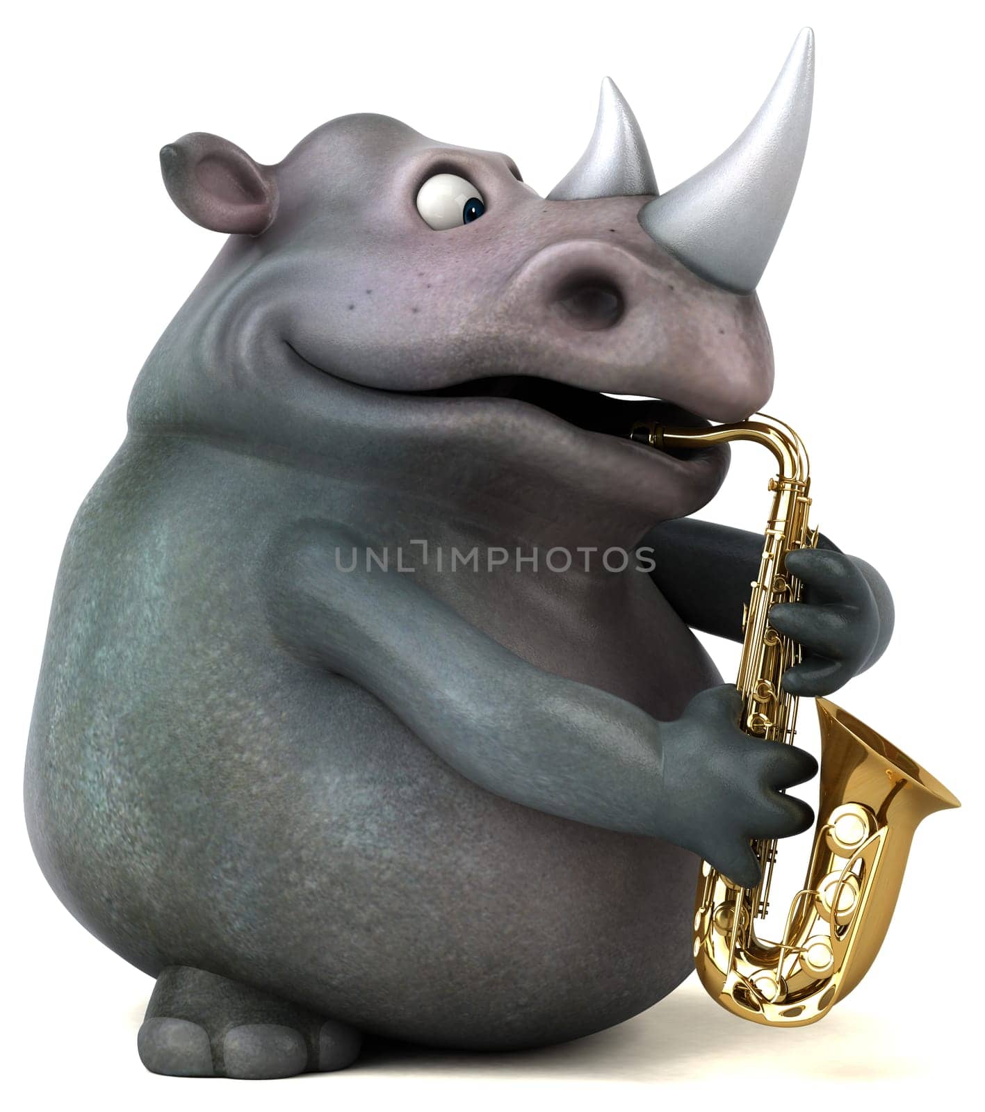Fun rhino - 3D Illustration