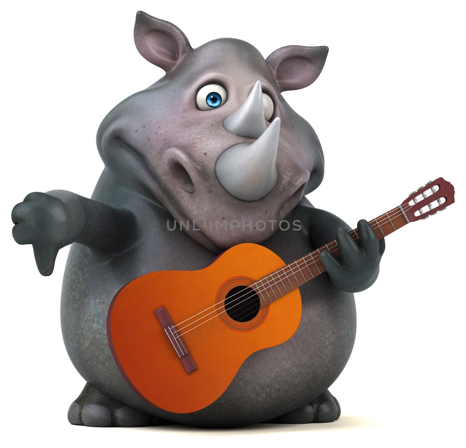 Fun rhino - 3D Illustration