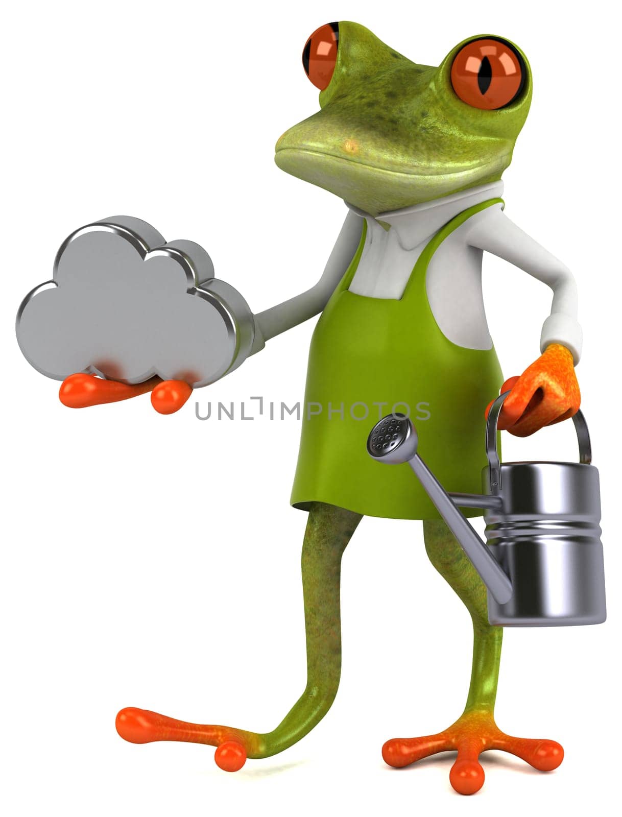Fun frog gardener - 3D Illustration