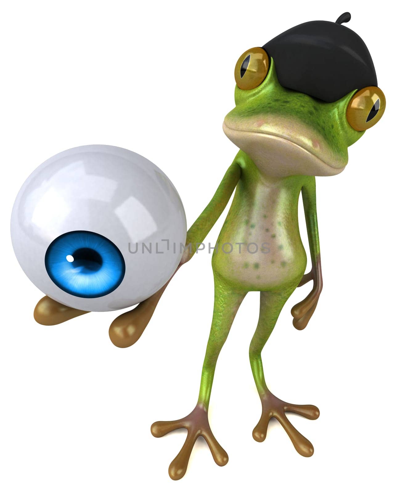 Fun french frog - 3D Illustration