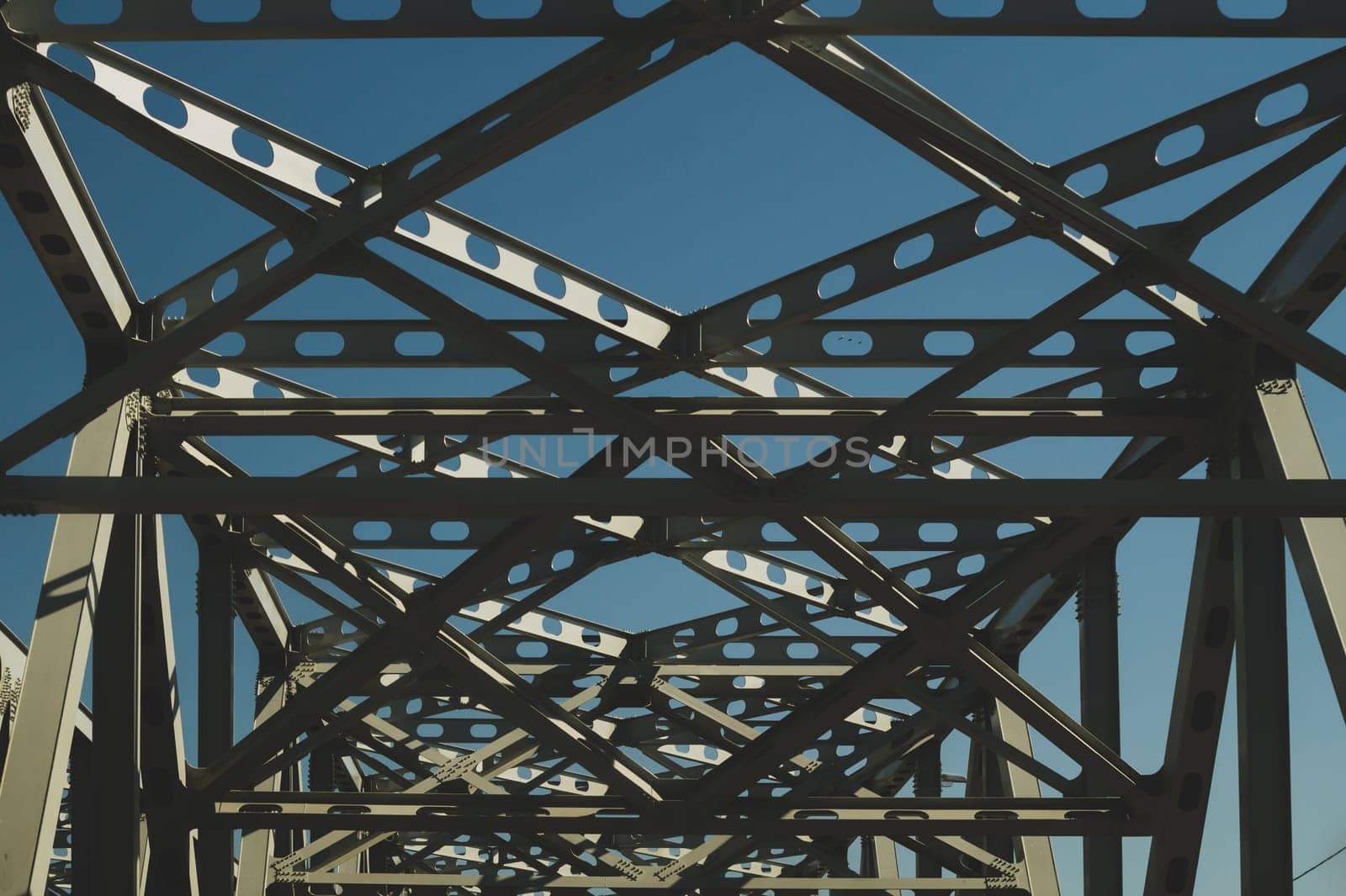 Railway bridge detail. steel construction background