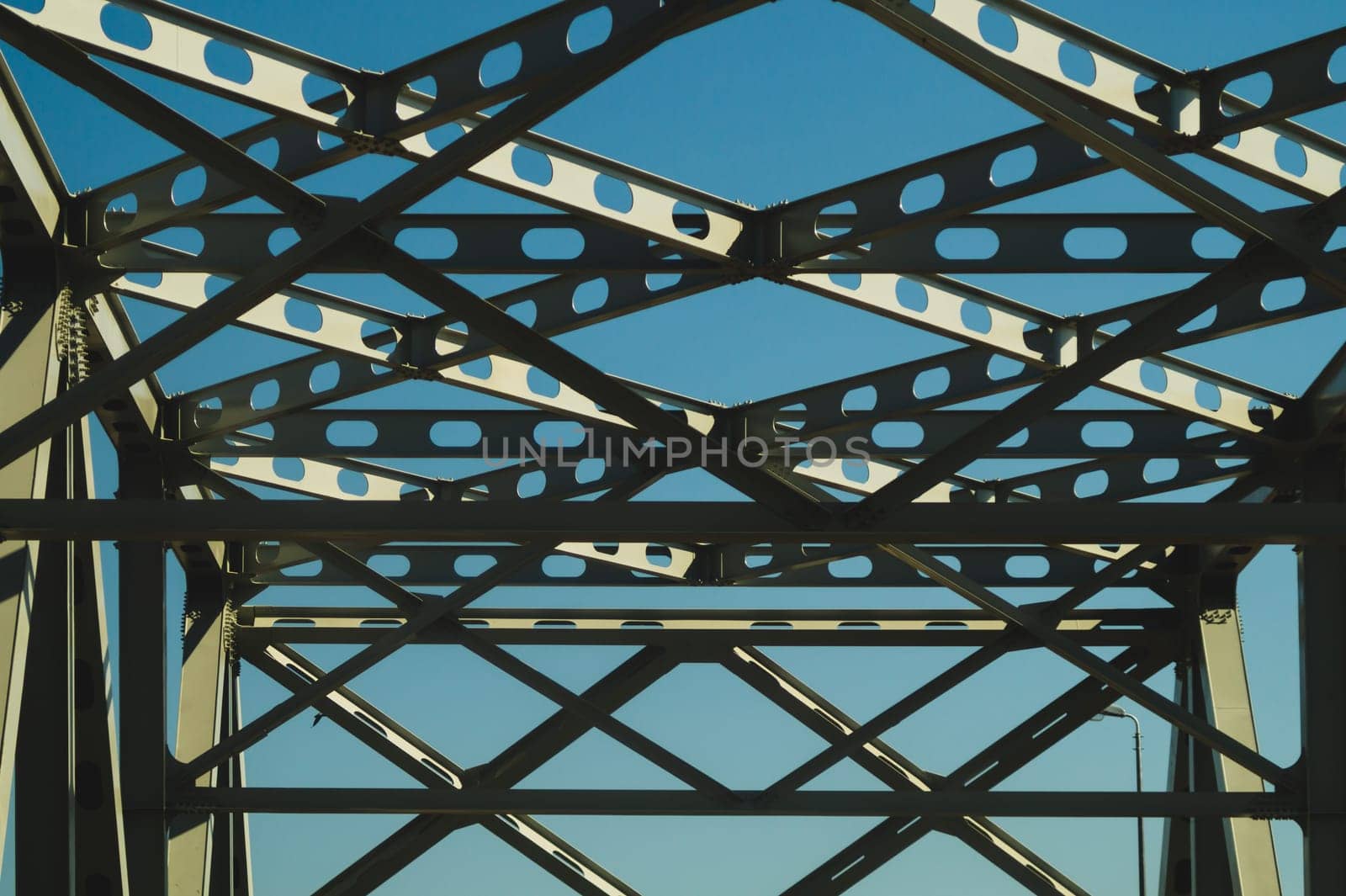 Railway bridge detail. steel construction background