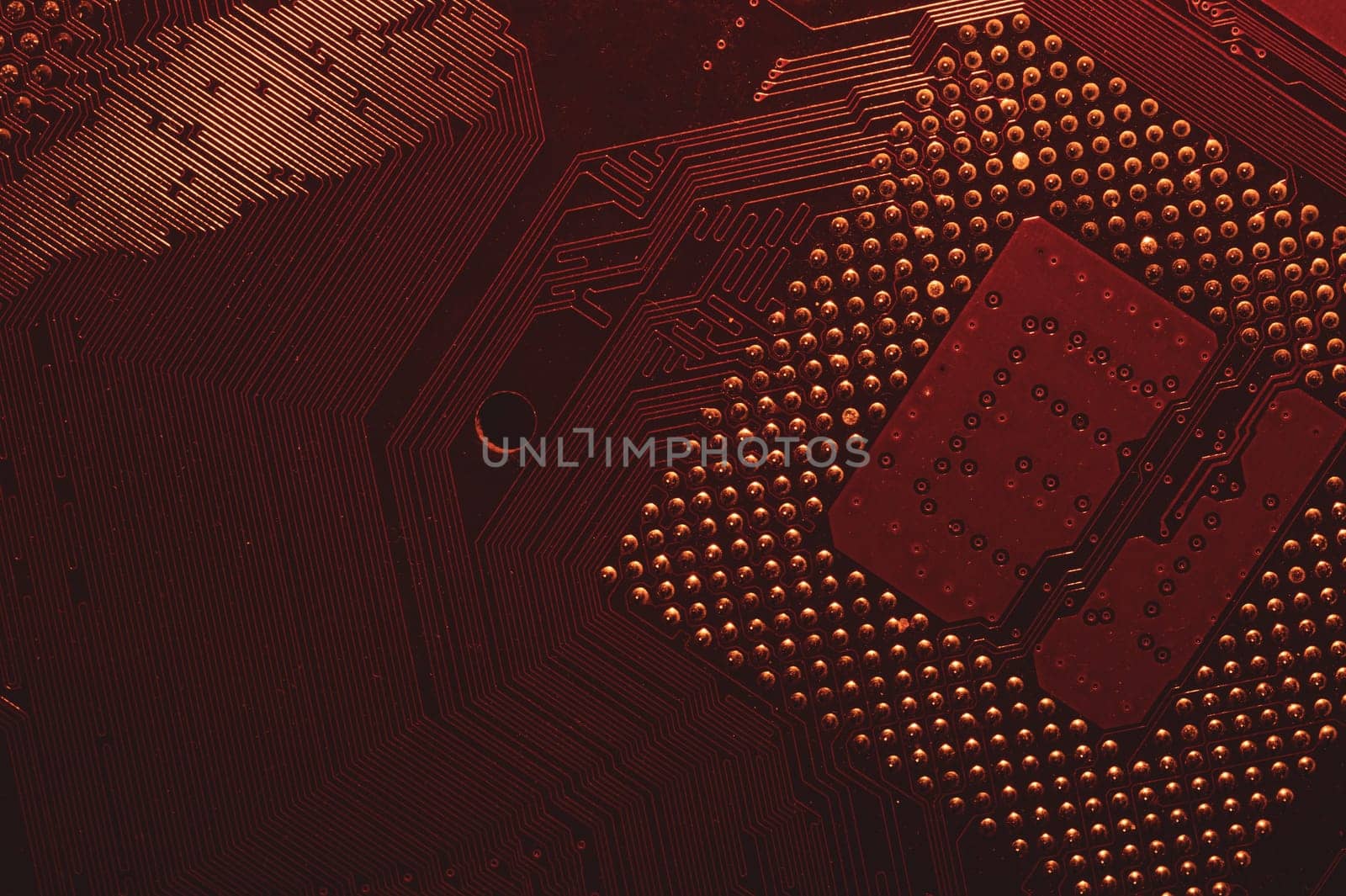 Processor pins macro. computer motherboard close up. cpu pins on a circuit board. micro elements of computer central processor unit. modern technologies abstract background