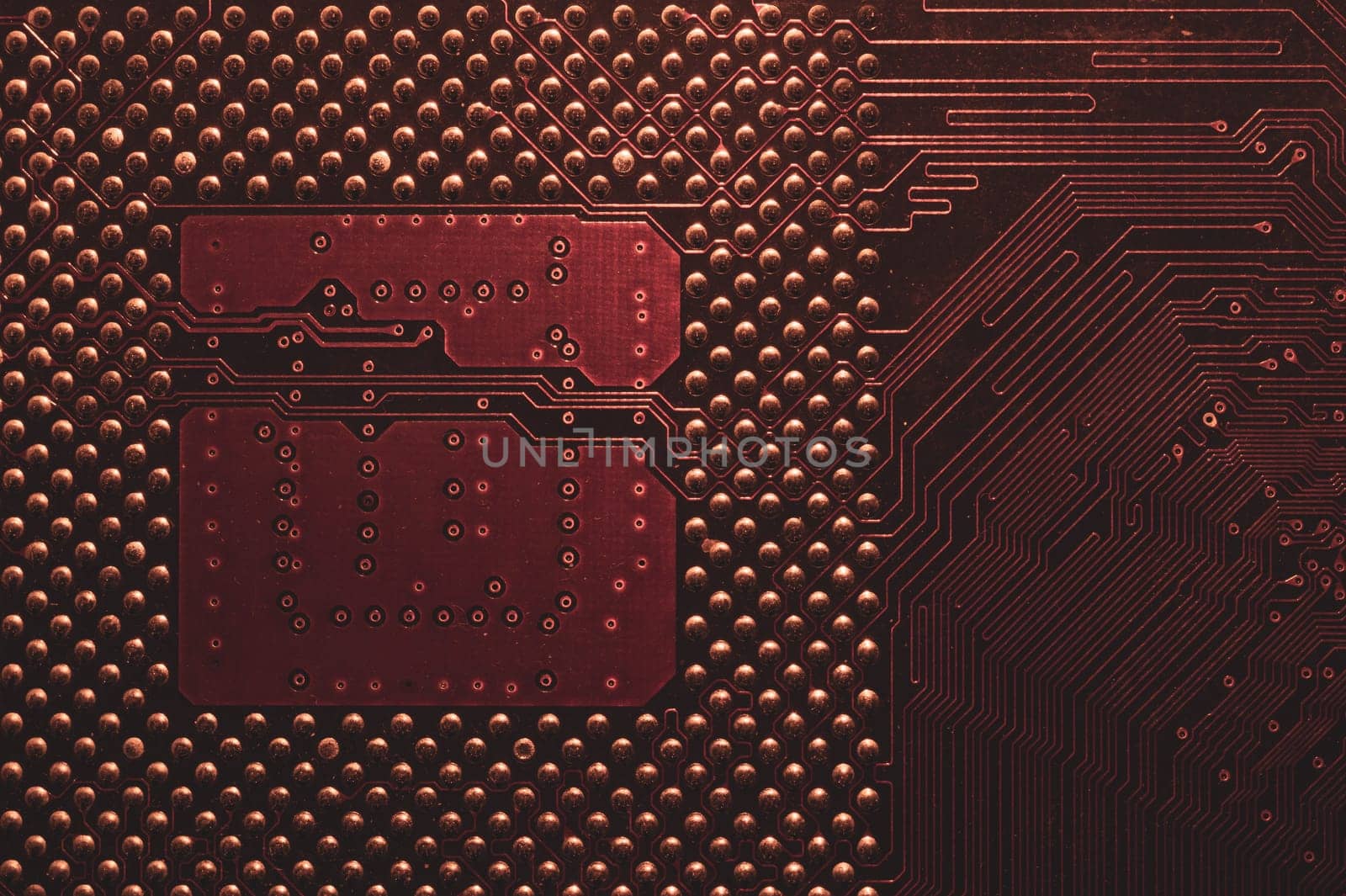 Processor pins macro. computer motherboard close up. cpu pins on a circuit board. micro elements of computer central processor unit. modern technologies abstract background