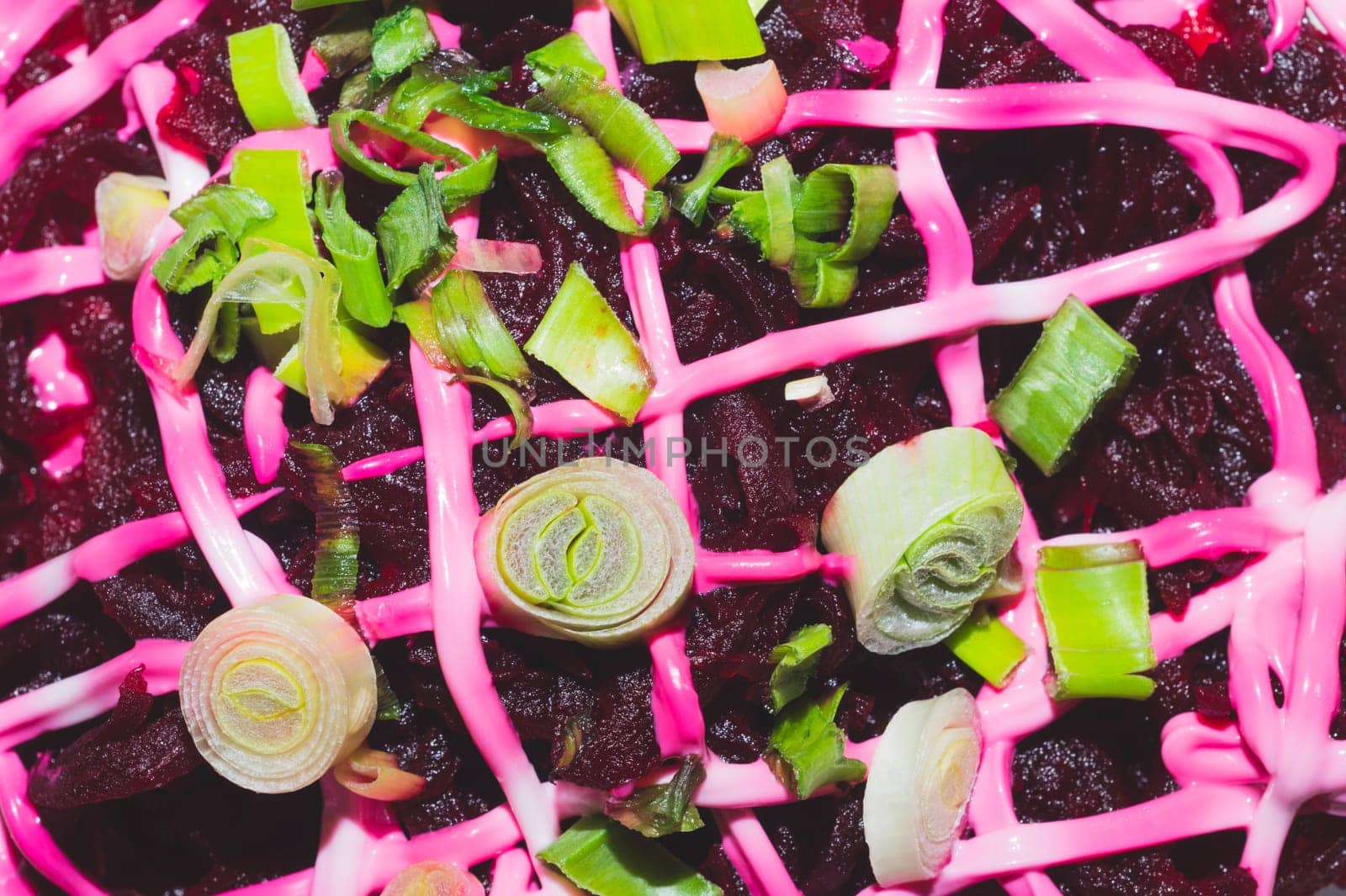 Beetroot salad with greenery. mixed vegetables