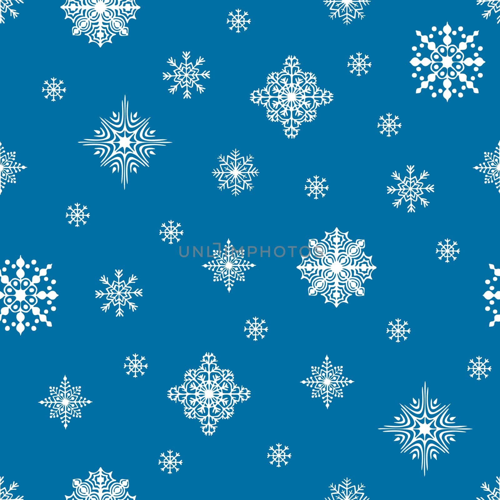 Christmas seamless pattern. Snow flakes backdrop. Tileable background for winter holidays. Graphic design element for packaging paper, prints, scrapbooking. Holiday themed design