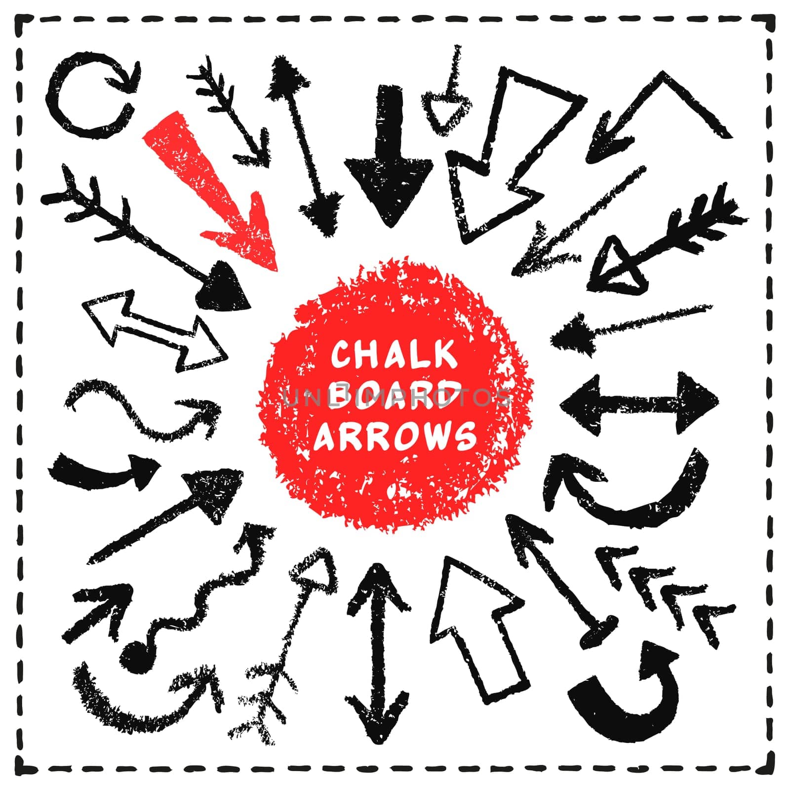 Doodle arrows set. Crayon drawn elements Vector Illustration.