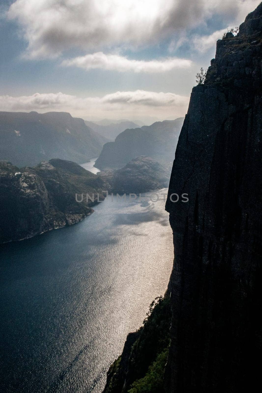 on top of the Prekestolen above Lysefjorden in Norway